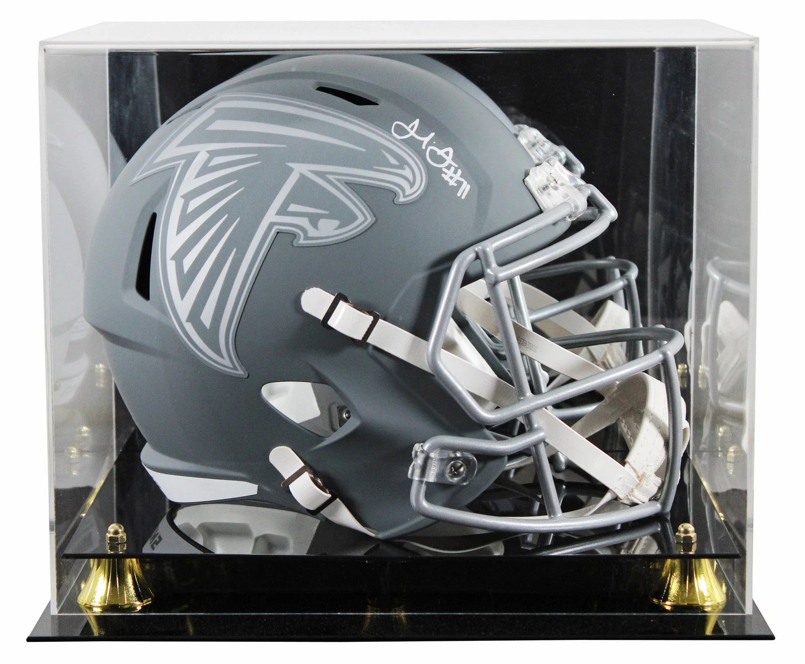 Falcons Julio Jones Signed Slate Full Size Speed Rep Helmet W/ Case BAS Witness