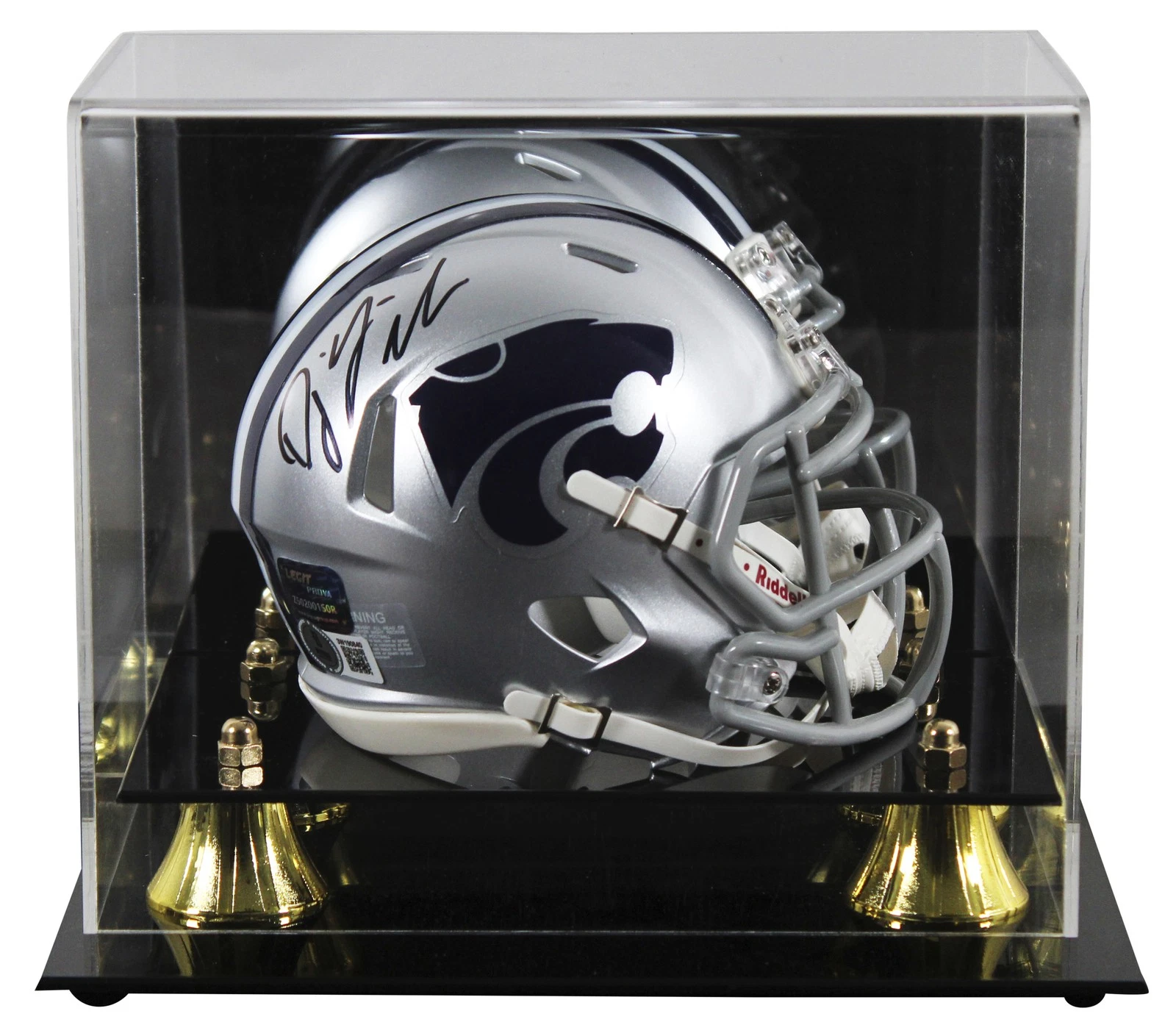 Kansas State D.J. Giddens Authentic Signed Speed Mini Helmet W/ Case BAS Witness