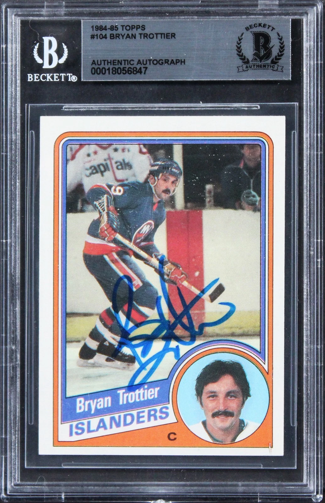 Islanders Bryan Trottier Authentic Signed 1984 Topps #104 Card BAS Slabbed