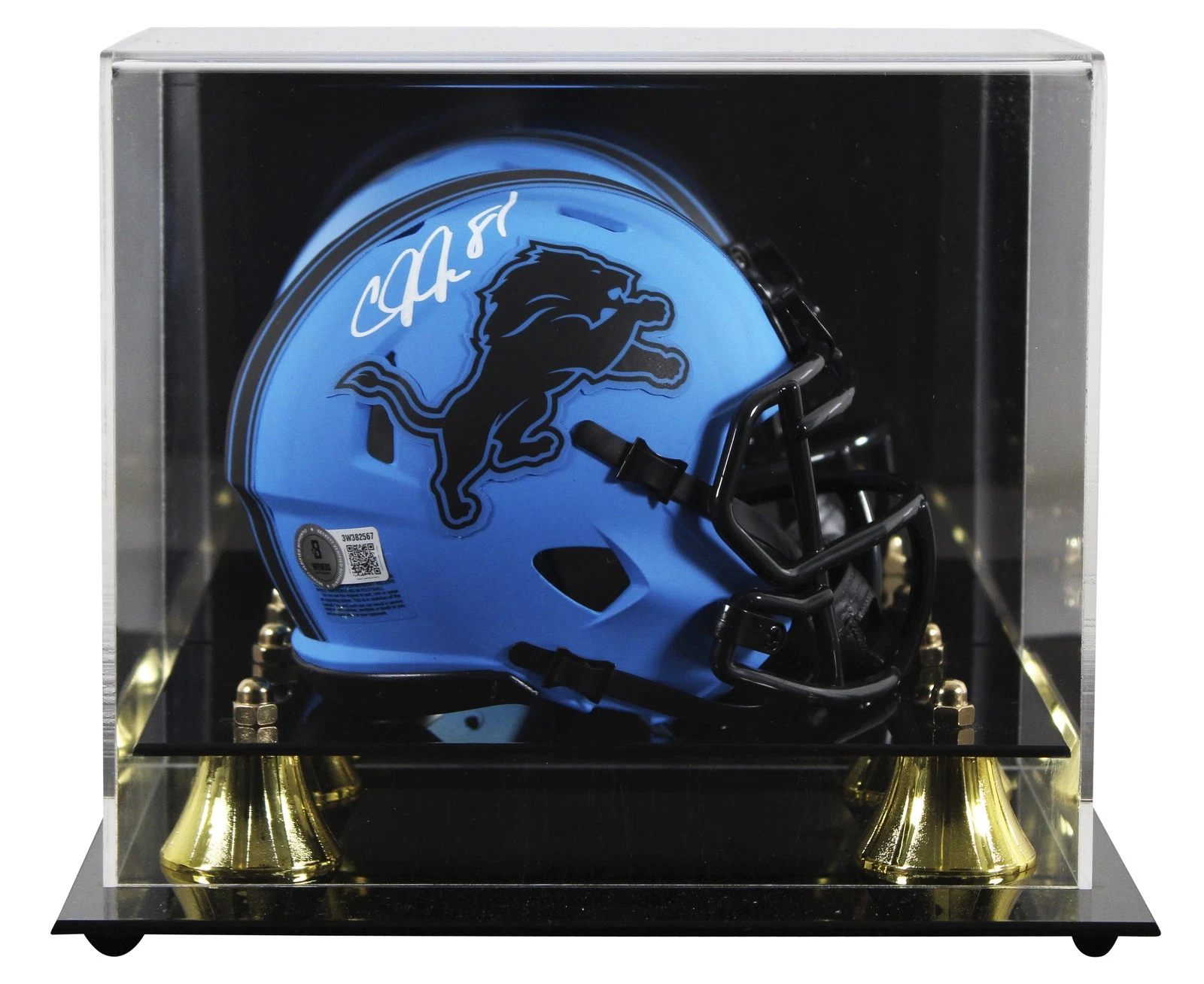 Lions Calvin Johnson Signed Rave Speed Mini Helmet W/ Case BAS Witnessed