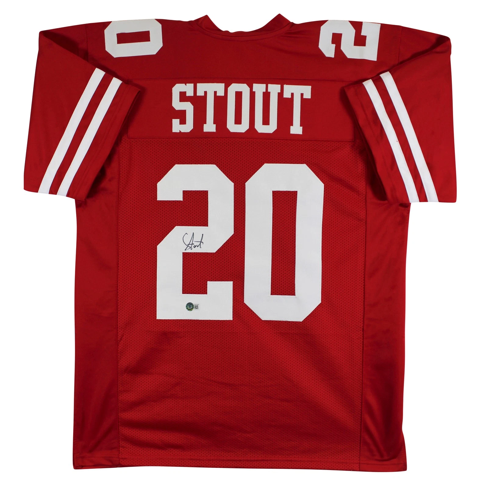 Upton Stout Authentic Signed Red Pro Style Jersey Autographed BAS