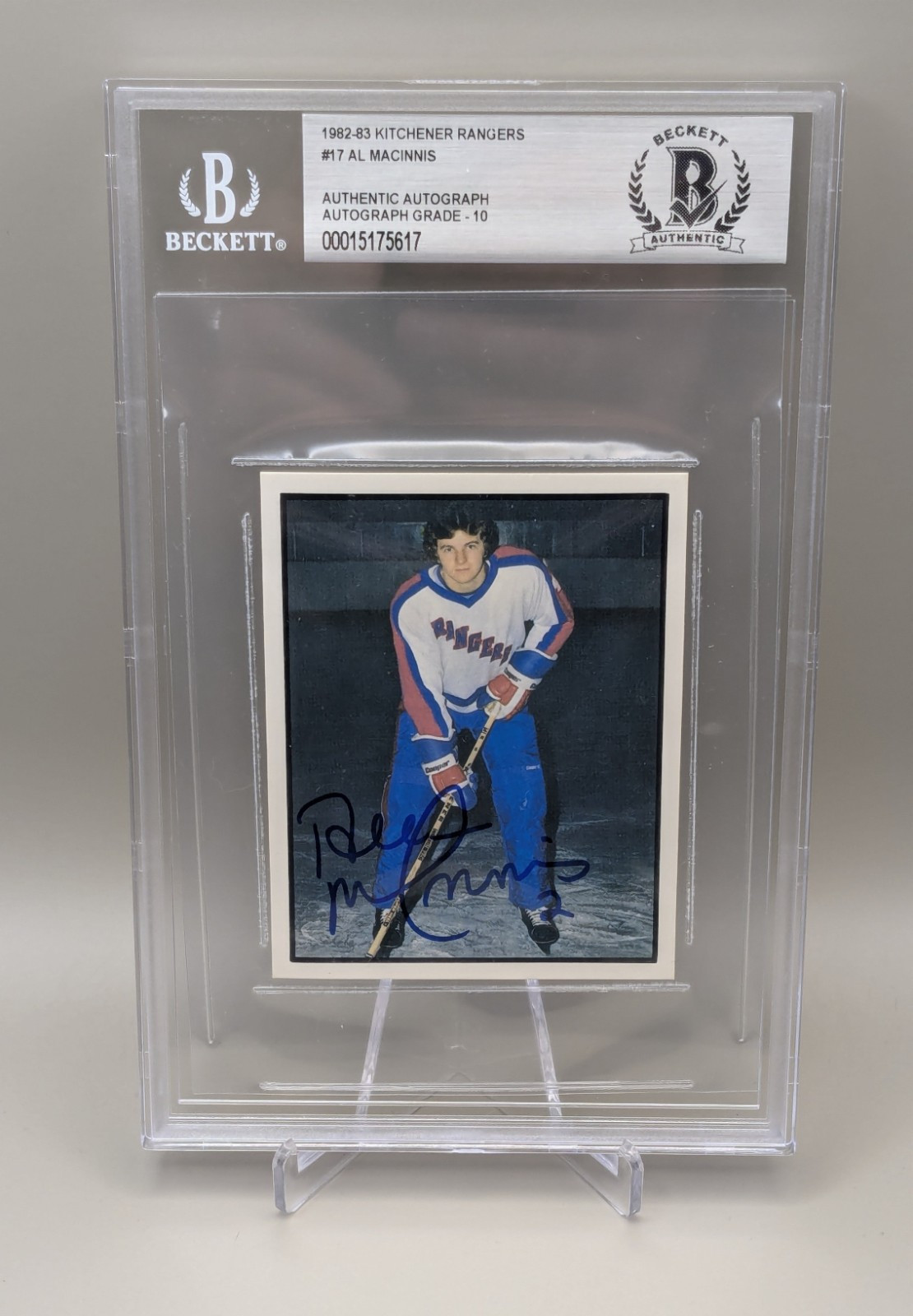 HOF AL MacINNIS signed 1982 KITCHENER RANGERS ROOKIE CARD RC BECKETT (BAS) 10