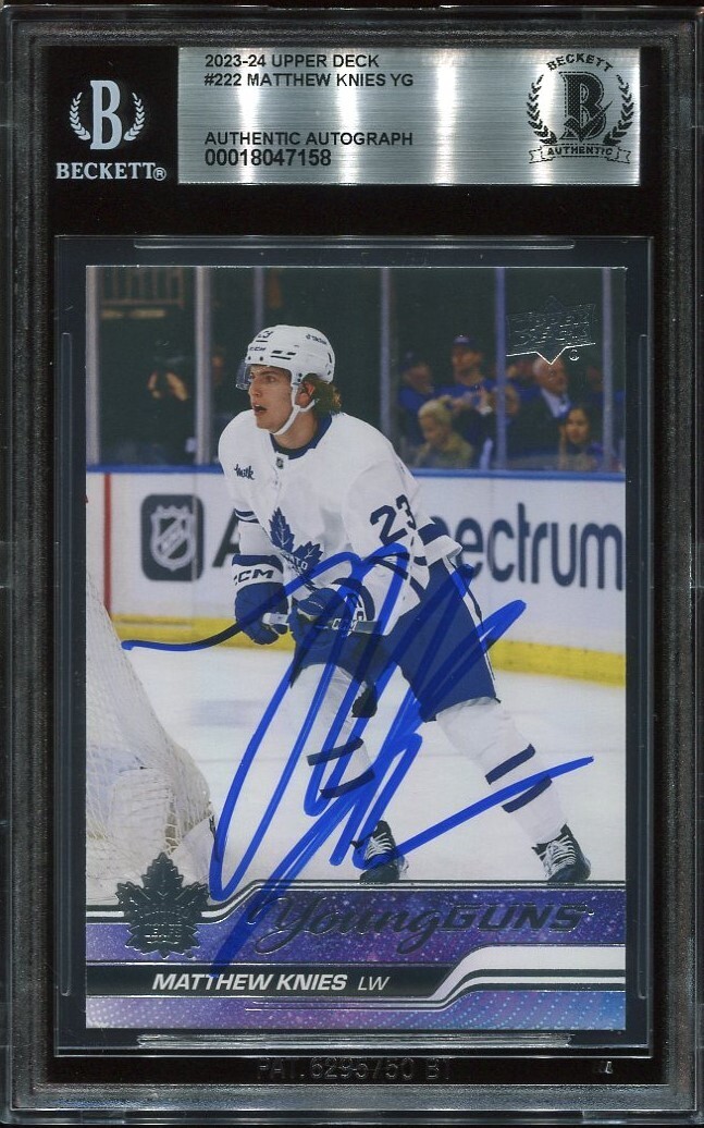 MATTHEW KNIES signed auto 2023-24 UD YOUNG GUNS ROOKIE CARD RC YG BECKETT BAS