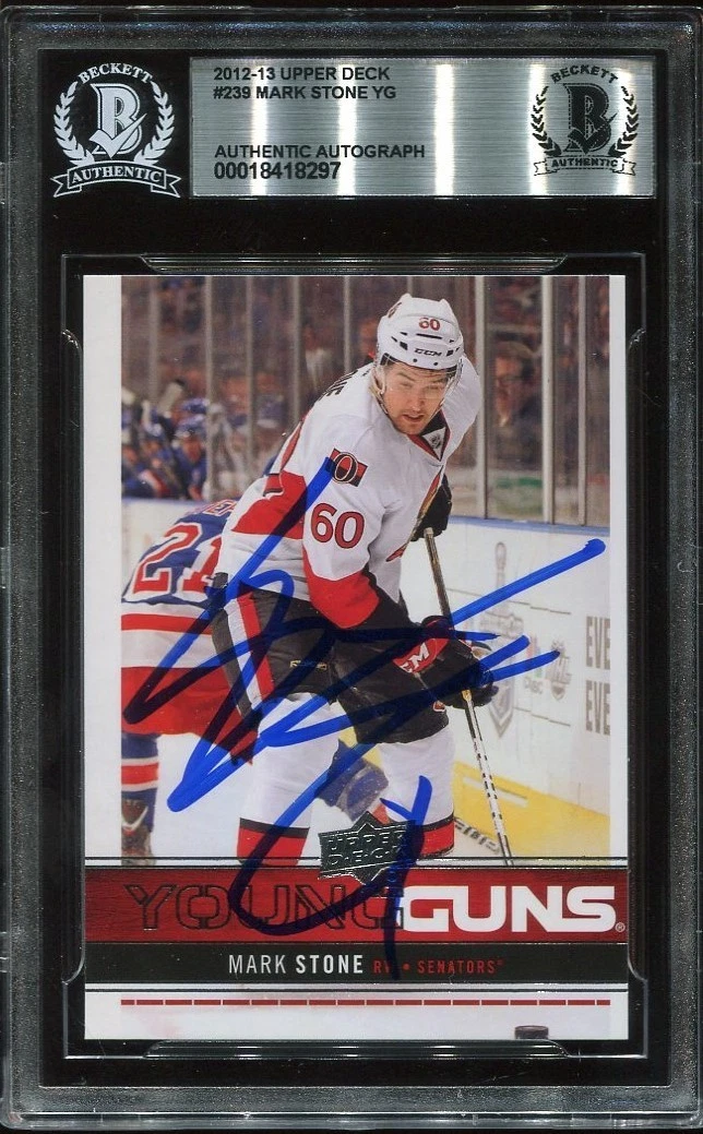 MARK STONE signed auto 2012-13 UD YOUNG GUNS ROOKIE CARD RC YG BECKETT (BAS)