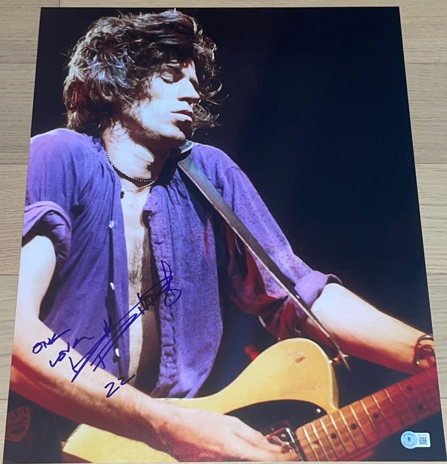 Keith Richards Signed Autograph 16x20 Photo Rolling Stones One Love Beckett BAS