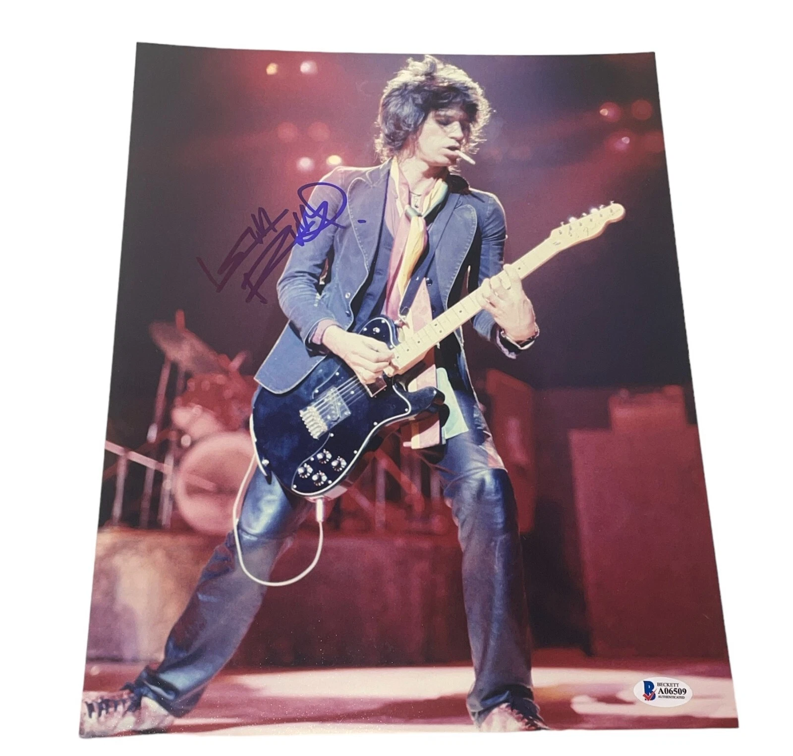 Keith Richards Signed Autograph 11x14 Photo Rolling Stones Guitar BAS COA NY X1