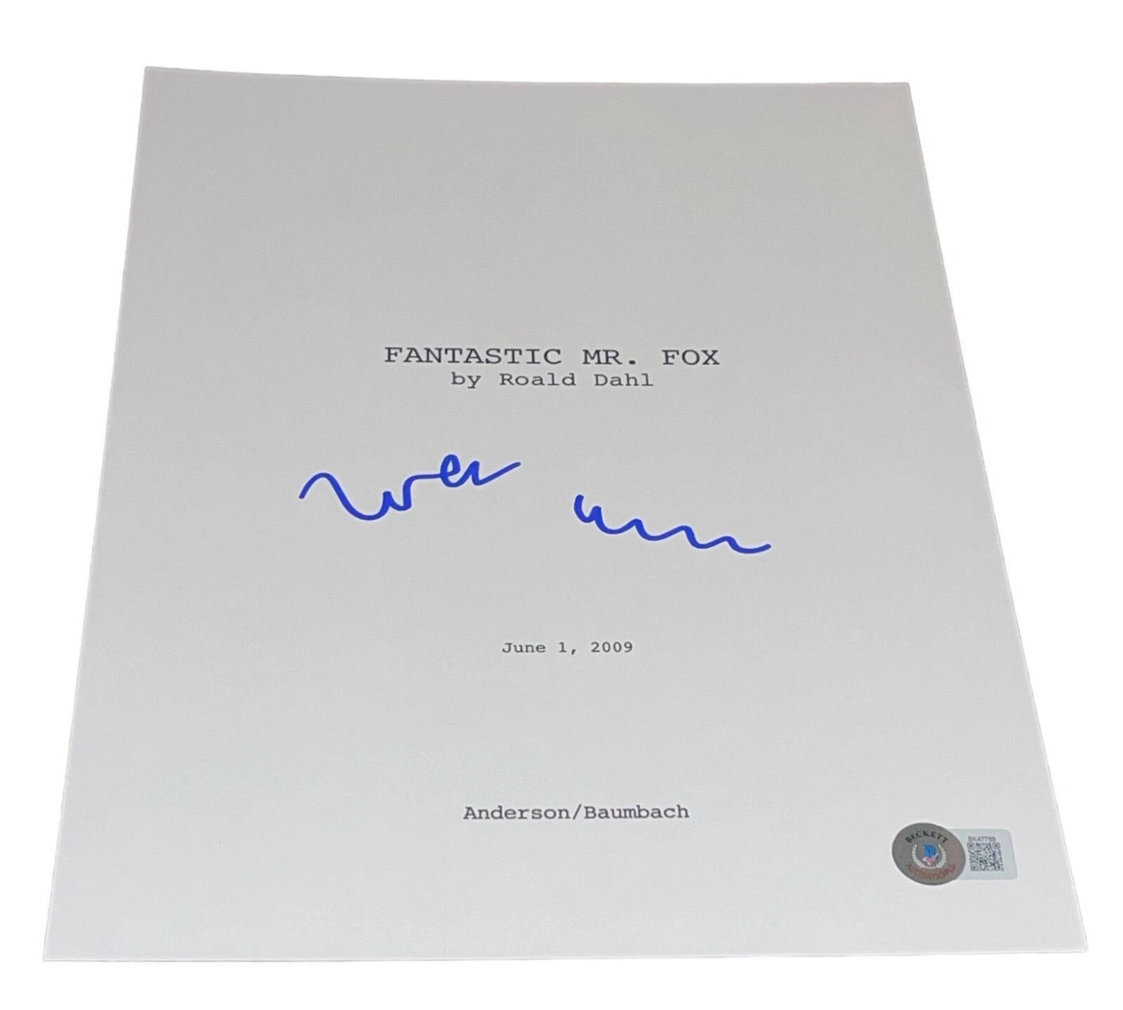 WES ANDERSON SIGNED AUTOGRAPH FANTASTIC MR. FOX FULL MOVIE SCRIPT BECKETT BAS B COLLECTIBLE MEMORABILIA