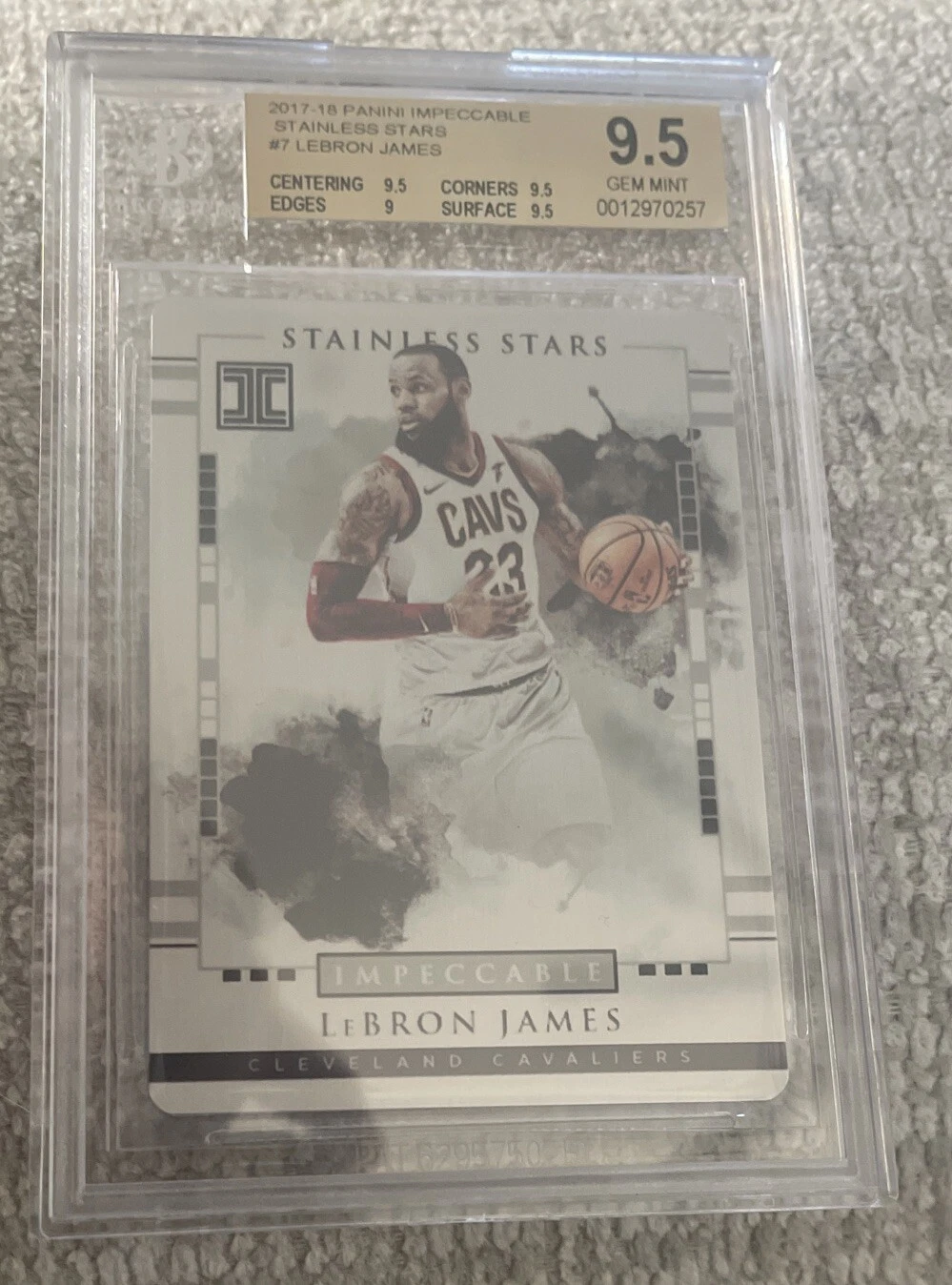 2017-18 Panini Impeccable Lebron James Stainless Stars  /99 Metal Card BGS 9.5