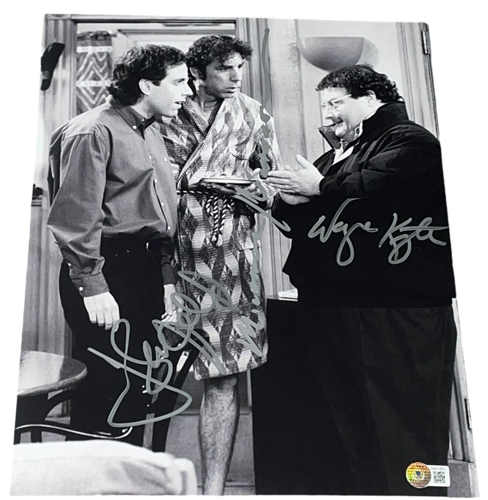 Jerry Seinfeld Michael Richards Wayne Knight Signed 11x14 