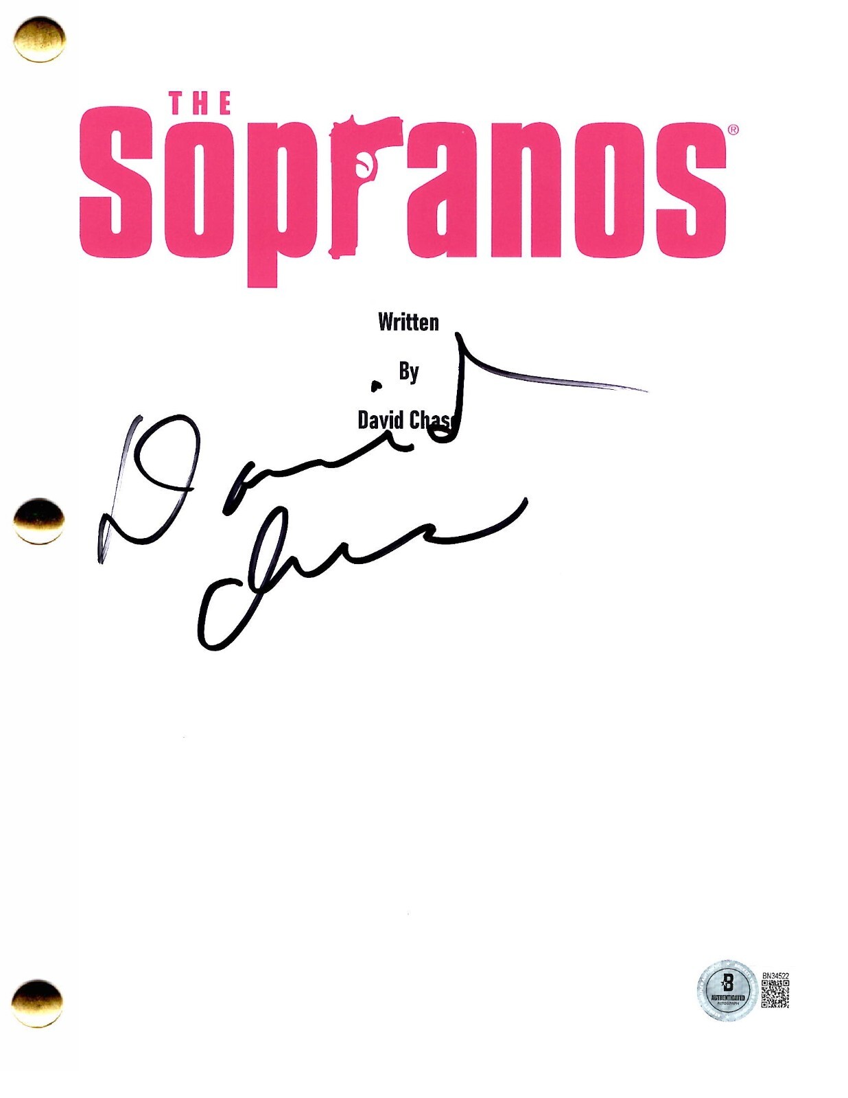 David Chase Signed The Sopranos Pilot Script Authentic Autograph Beckett