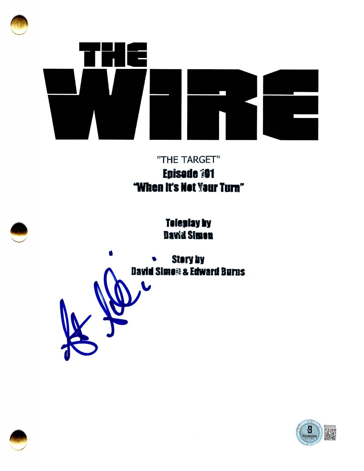 Seth Gilliam Signed The Wire Pilot Script Authentic Autograph Beckett