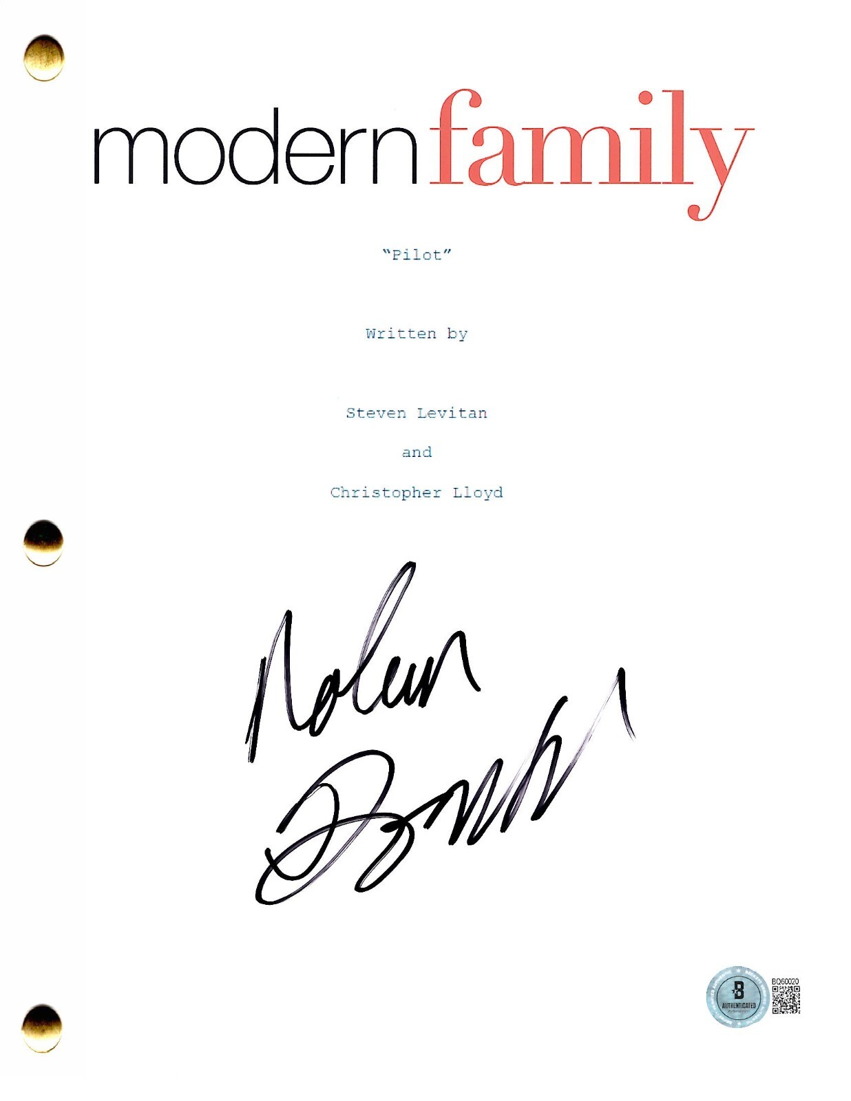 Nolan Gould Signed Modern Family Pilot Script Authentic Autograph Beckett