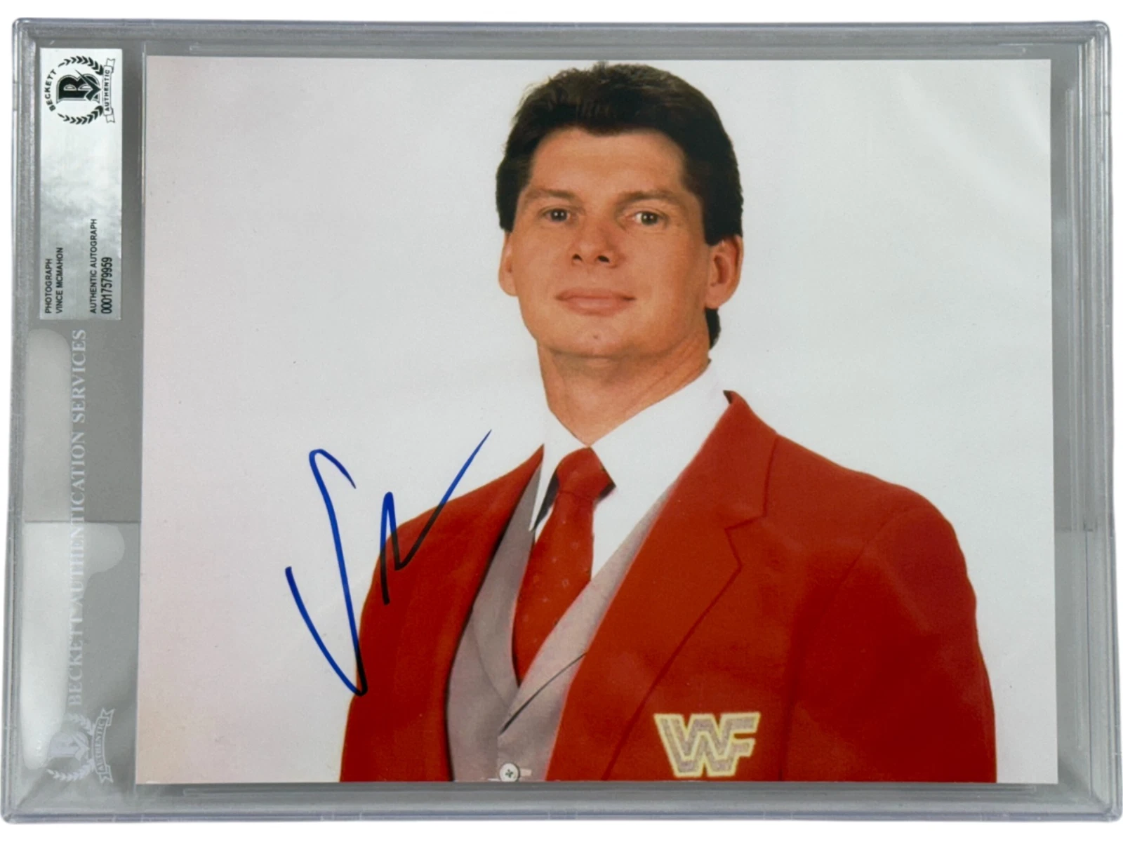 VINCE MCMAHON SIGNED 8×10 PHOTO WWE WWF WRESTLING AUTO BECKETT ENCAPSULATION COLLECTIBLE MEMORABILIA