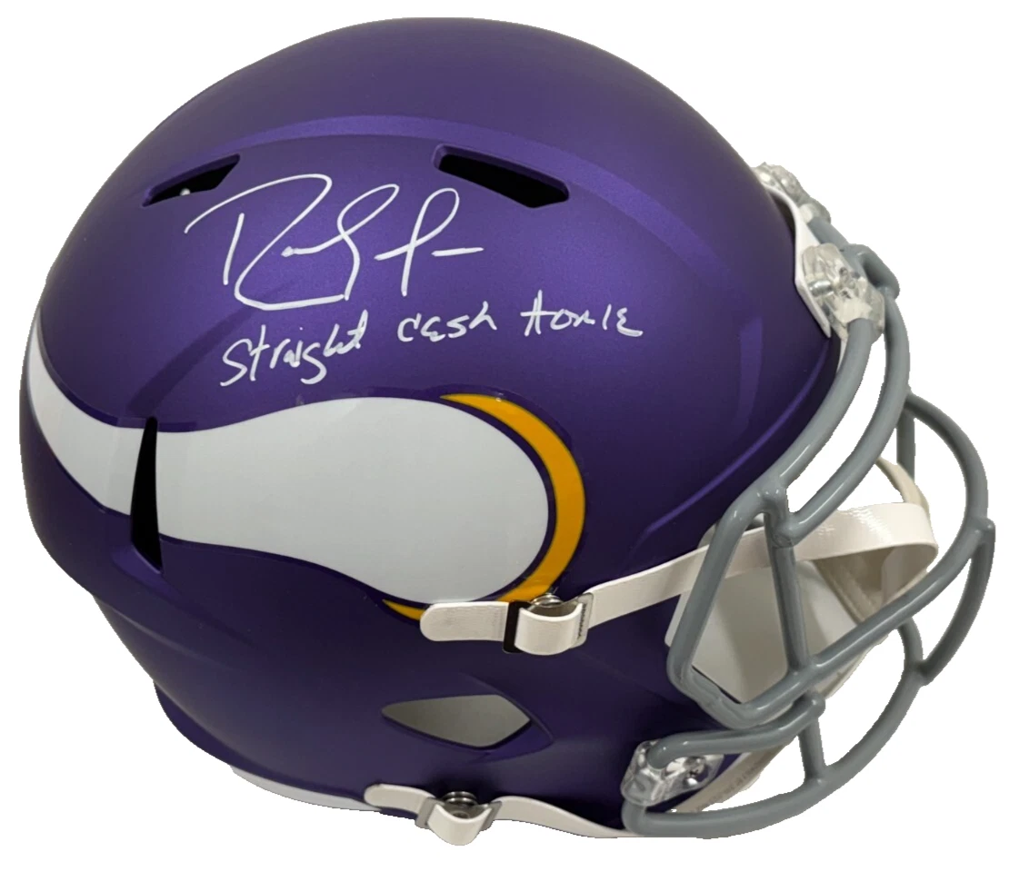 Randy Moss Signed Minnesota Vikings Speed Replica Helmet Straight Cash Beckett
