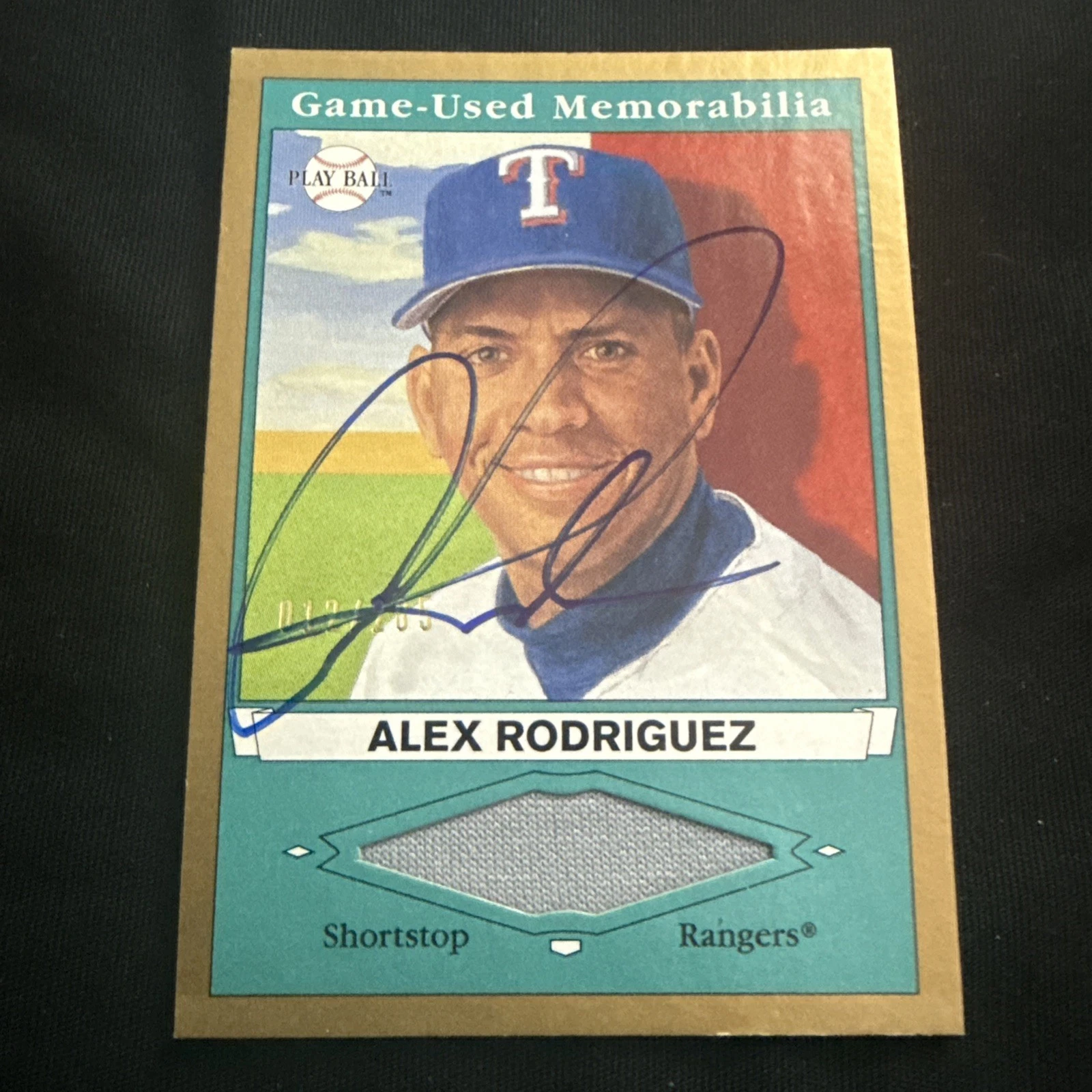 2003 Upper Deck Play Ball Game Used Signatures Alex Rodriguez Jersey Auto 12/285
