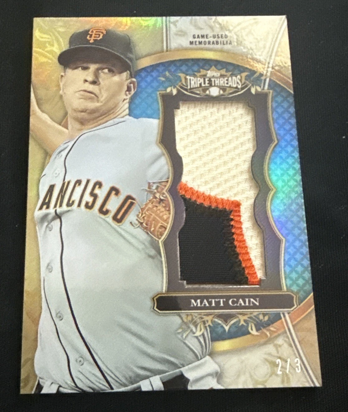 2013 Topps Triple Threads Unity Jumbo Relics Sapphire /3 Matt Cain #TTUJR-MCA2