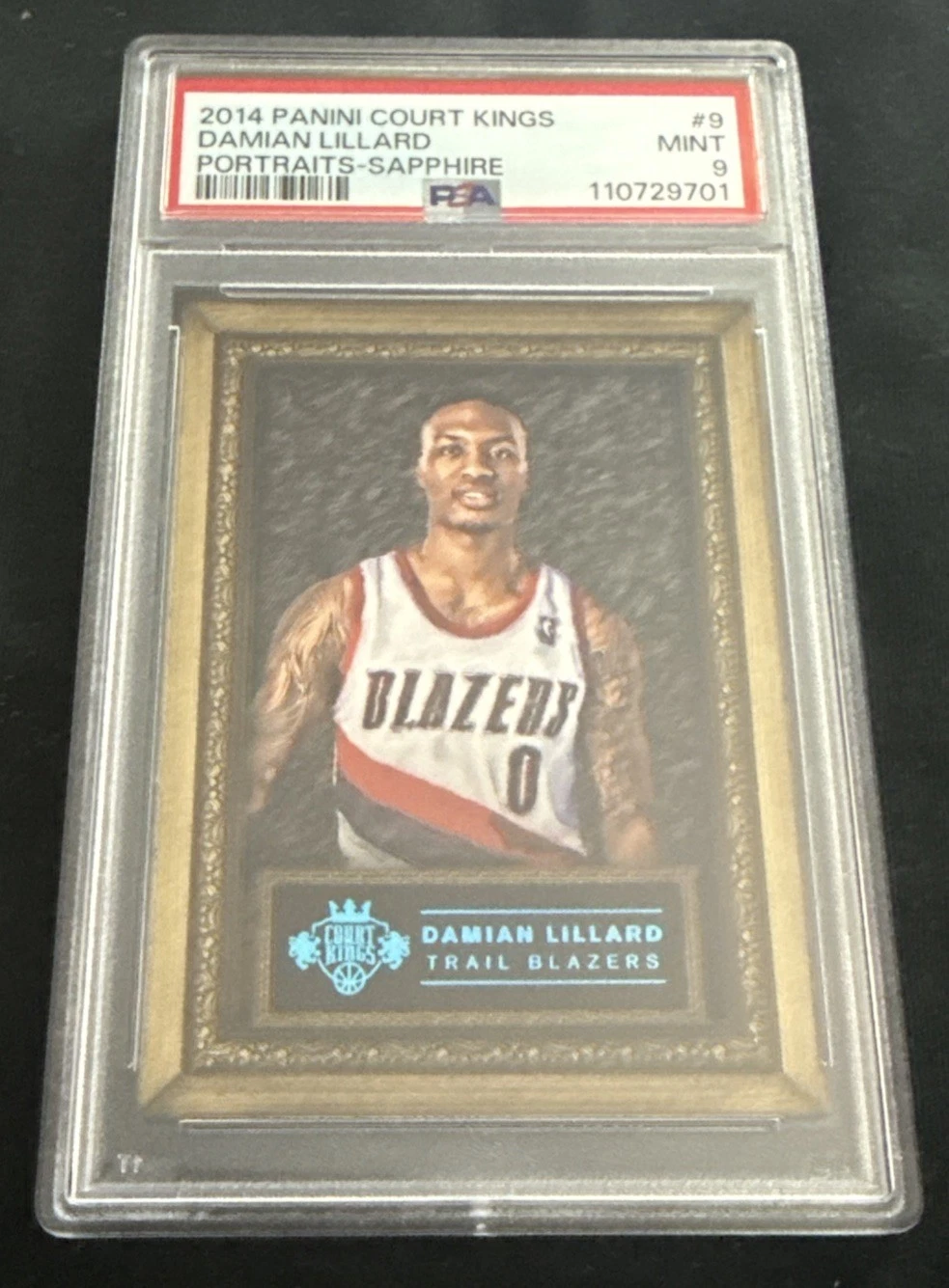 2014-15 Panini Court Kings SAPPHIRE Portraits Damian Lillard 16/25 SSP PSA 9