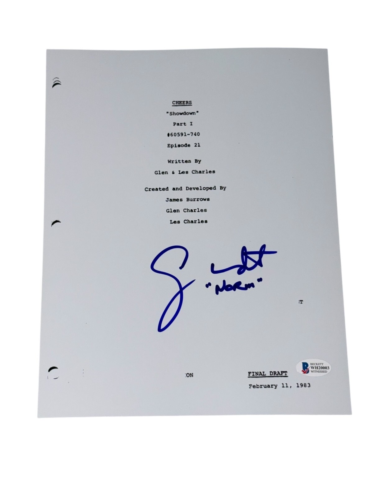 George Wendt Signed Autograph Cheers Script Full TV Episode Norm Beckett BAS