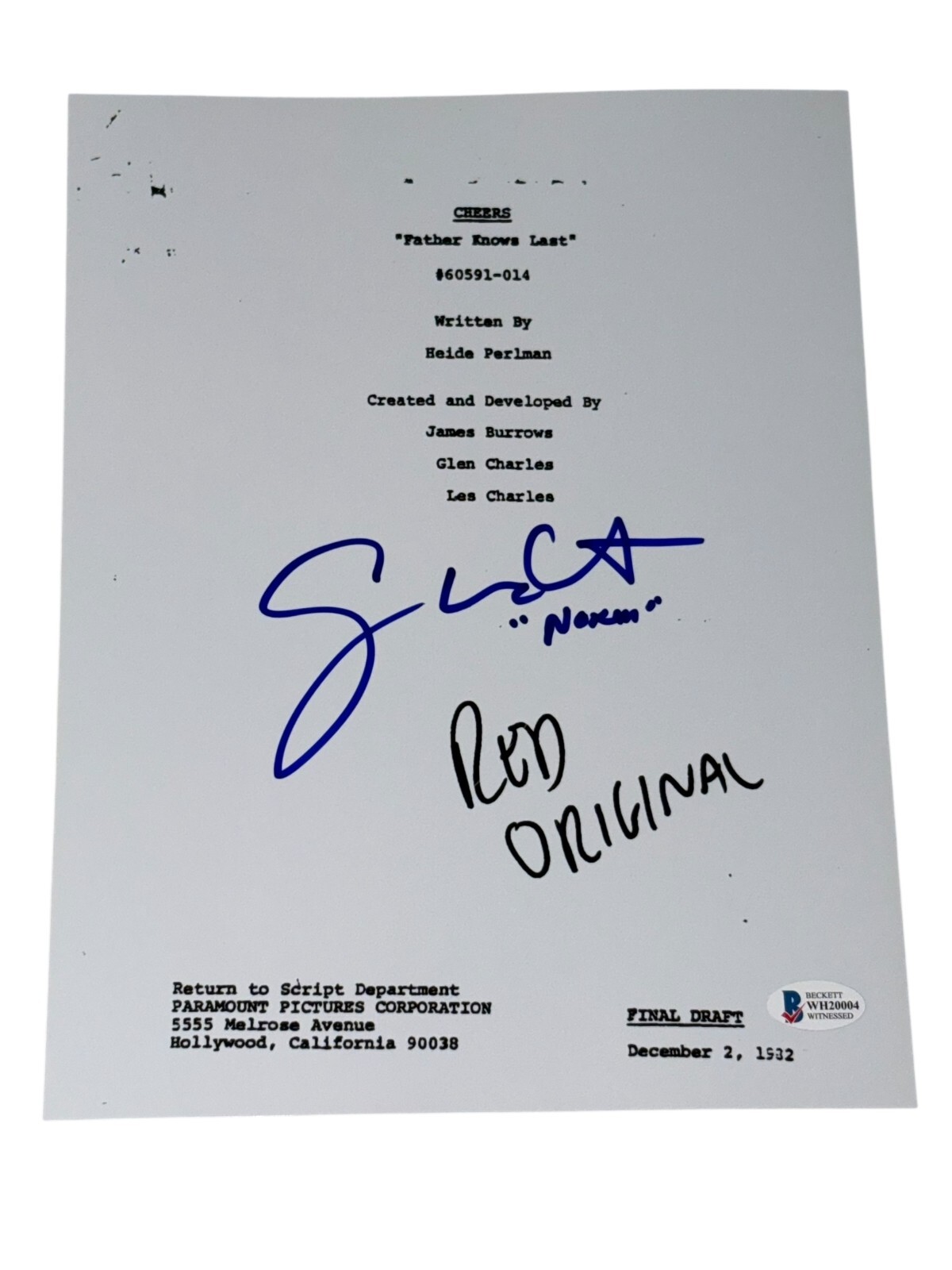 George Wendt Signed Autograph Cheers Script Full TV Episode Norm Beckett BAS