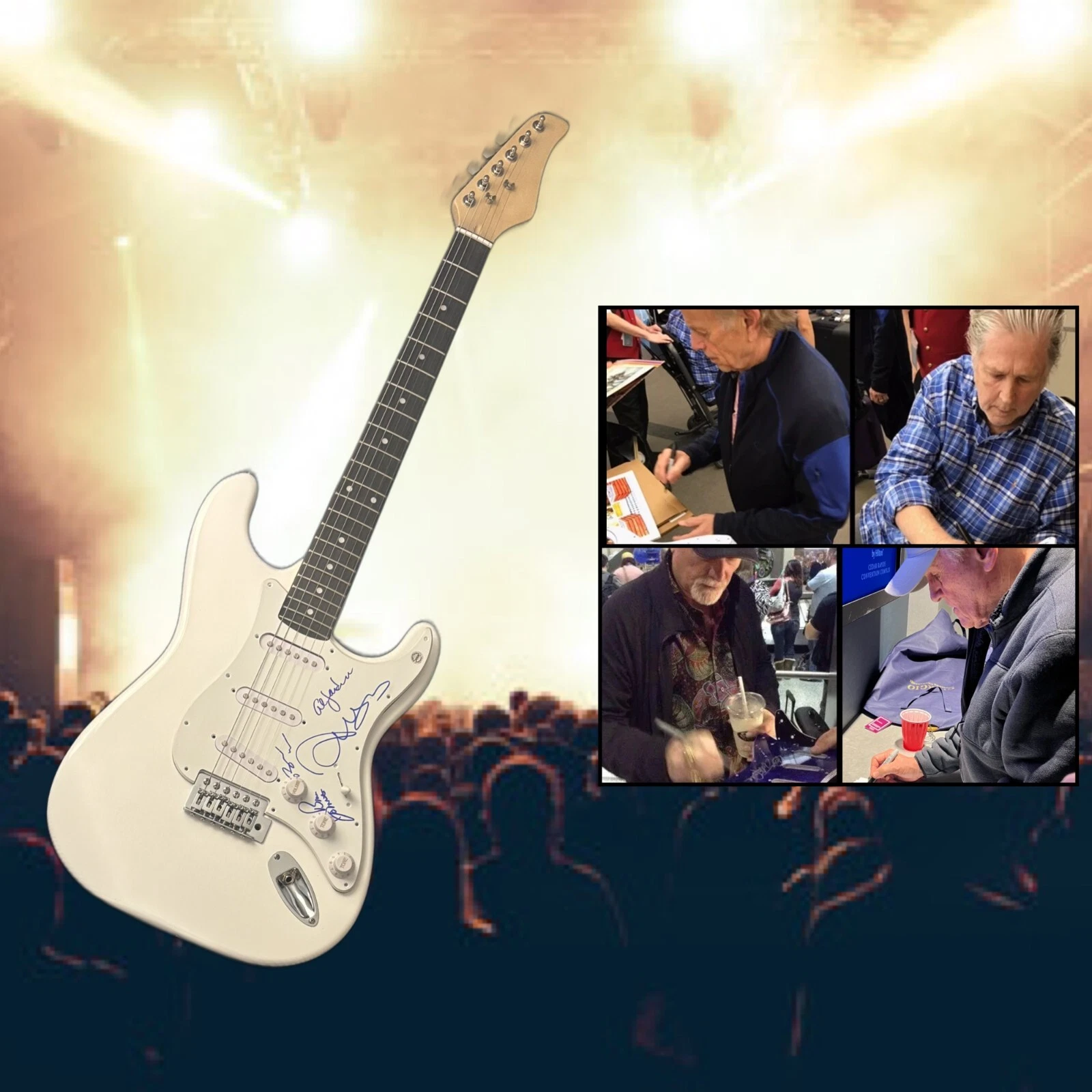 GFA Brian Wilson x4 Band  * THE BEACH BOYS *  Signed Electric Guitar AD3 COA