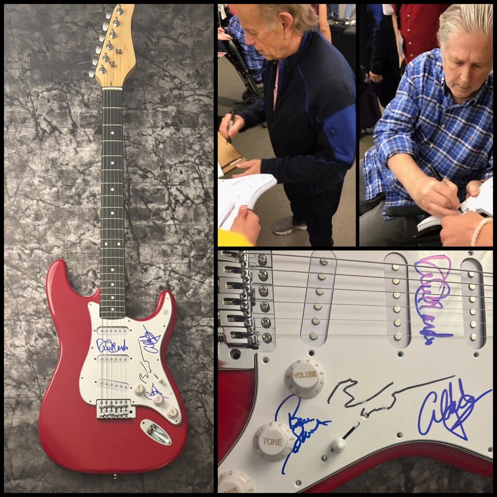 GFA Brian Wilson x4 Band  * THE BEACH BOYS *  Signed Electric Guitar AD4 COA