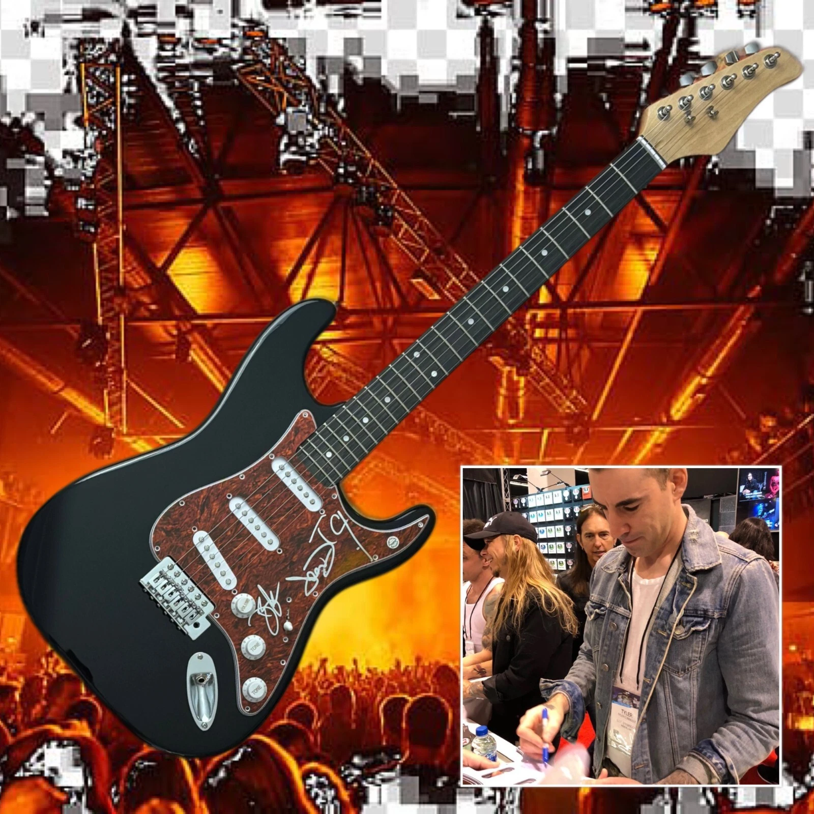 GFA Tyley Connolly x3 Band  * THEORY OF A DEADMAN *  Signed Electric Guitar COA