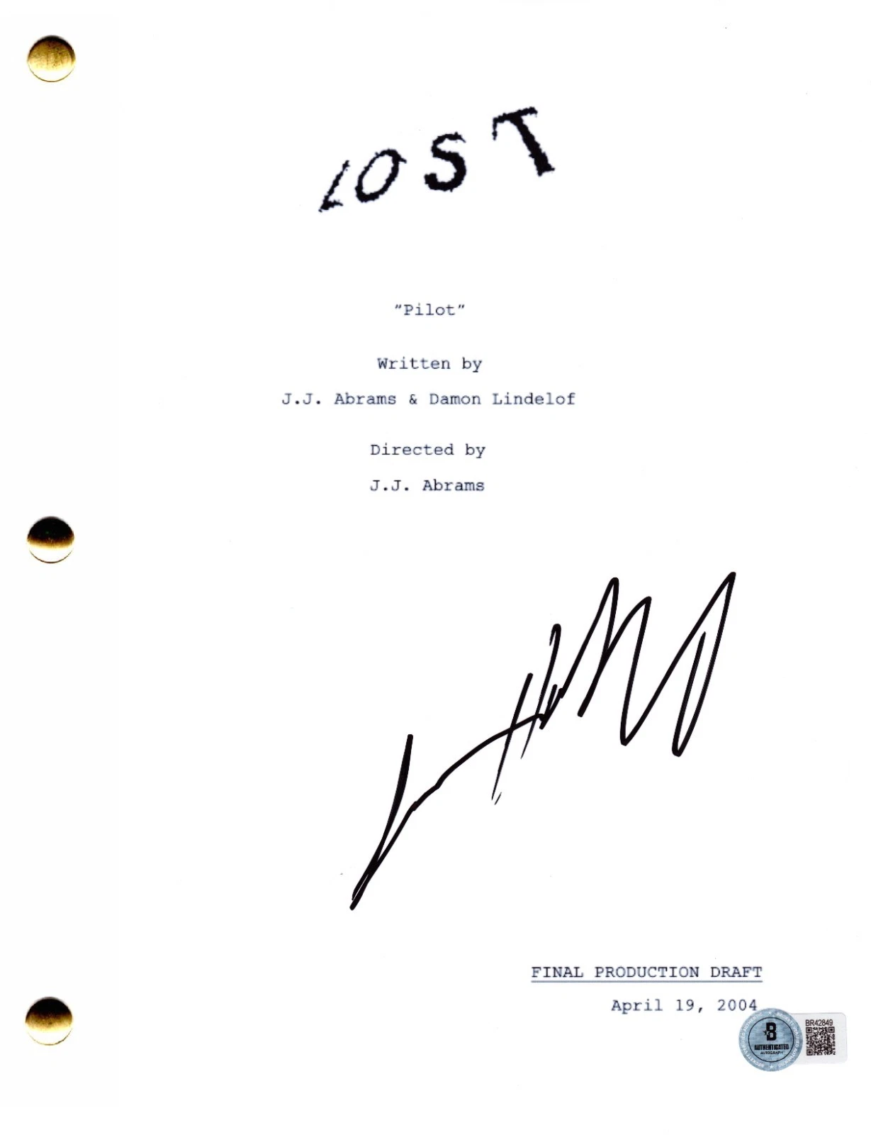 Josh Holloway Signed Lost Pilot Full Script Authentic Autograph Beckett