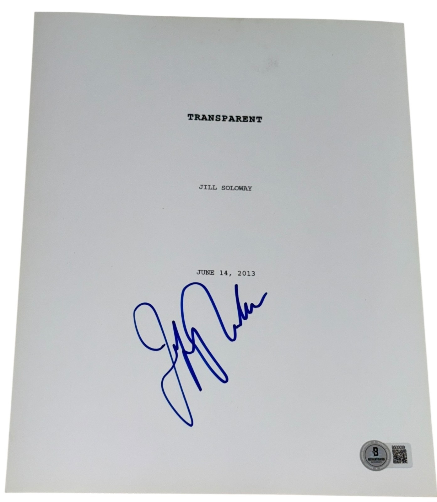 Jeffrey Tambor Signed Autograph Transparent Pilot TV Script Beckett BAS