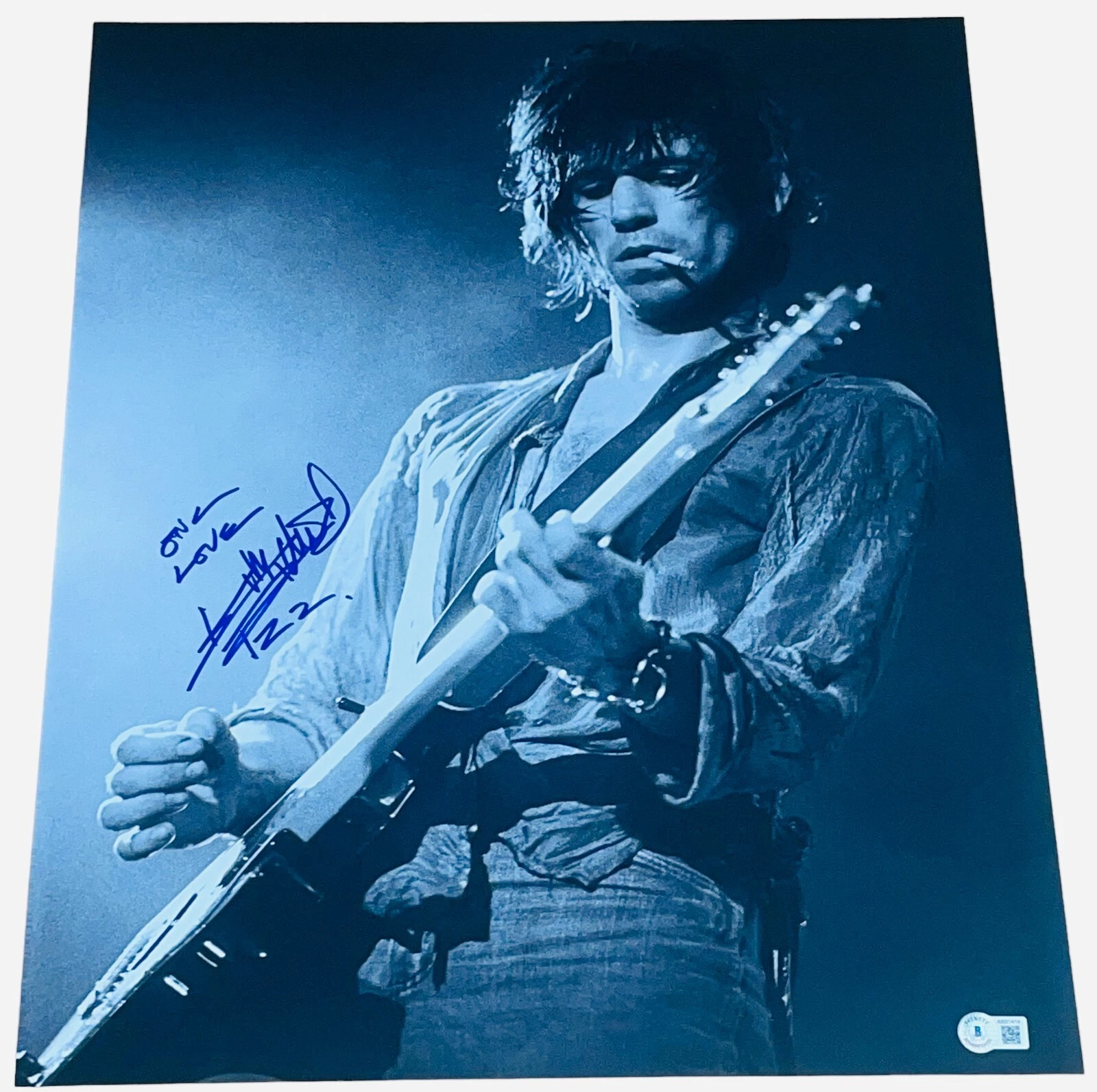 Keith Richards Signed Autograph 16x20 Photo Rolling Stones One Love Beckett BAS