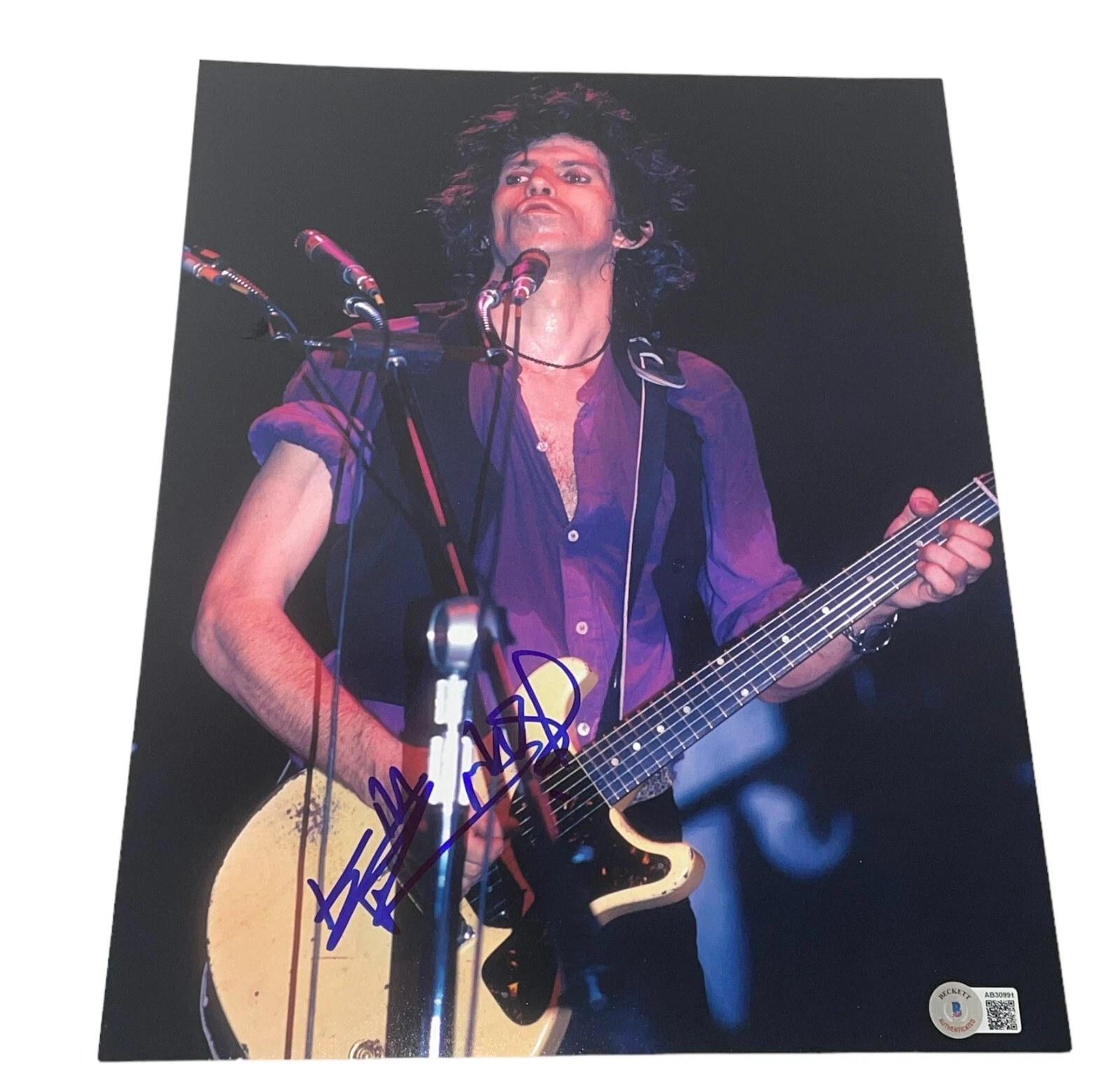 Keith Richards Signed Autograph 11x14 Photo Rolling Stones Guitar BAS COA NY X3