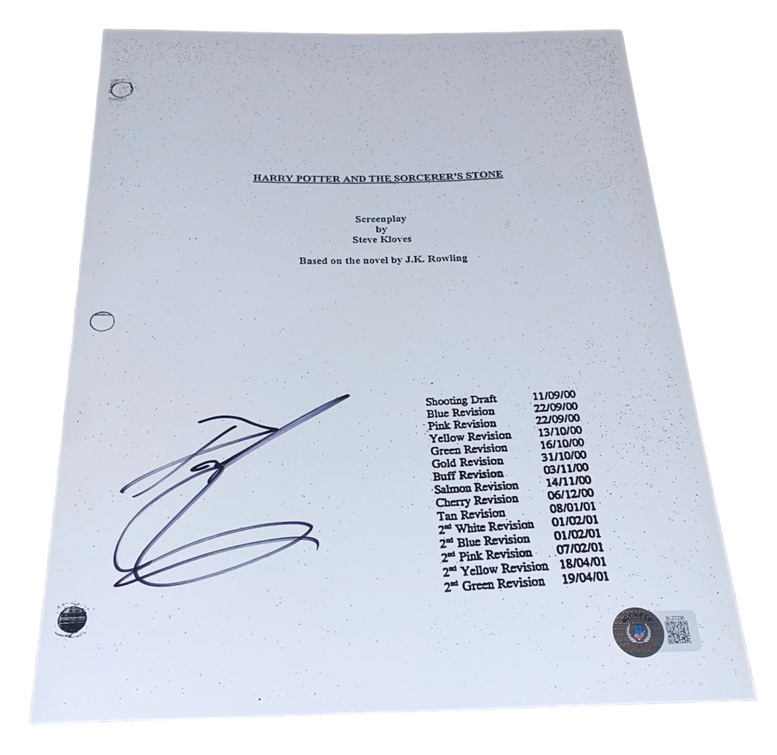 DANIEL RADCLIFFE SIGNED AUTO HARRY POTTER AND THE SORCERER’S STONE SCRIPT BAS D COLLECTIBLE MEMORABILIA