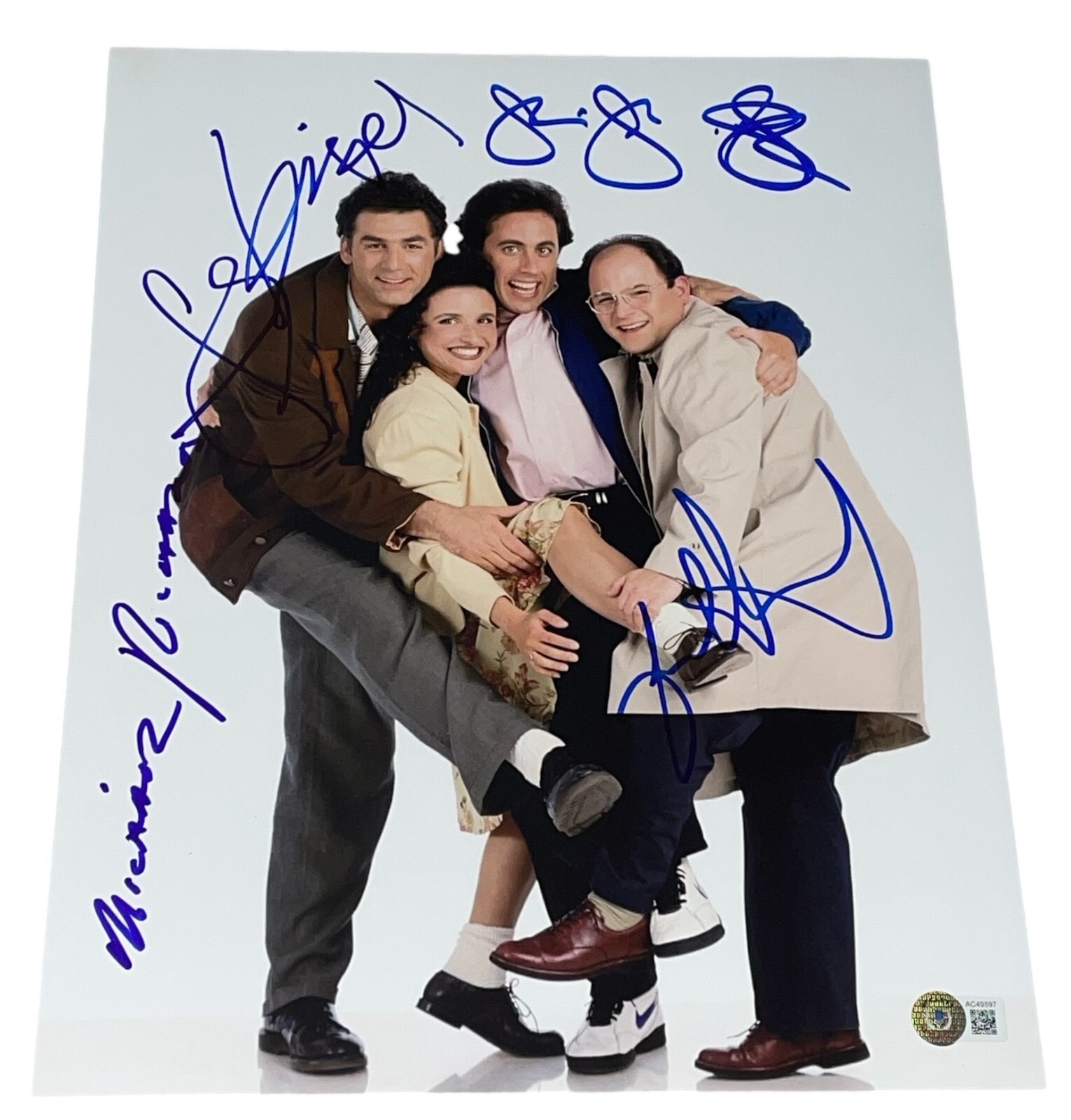 Seinfeld Cast 4+ Signed Auto 11x14 Photo Jerry Seinfeld Michael Richards Beckett