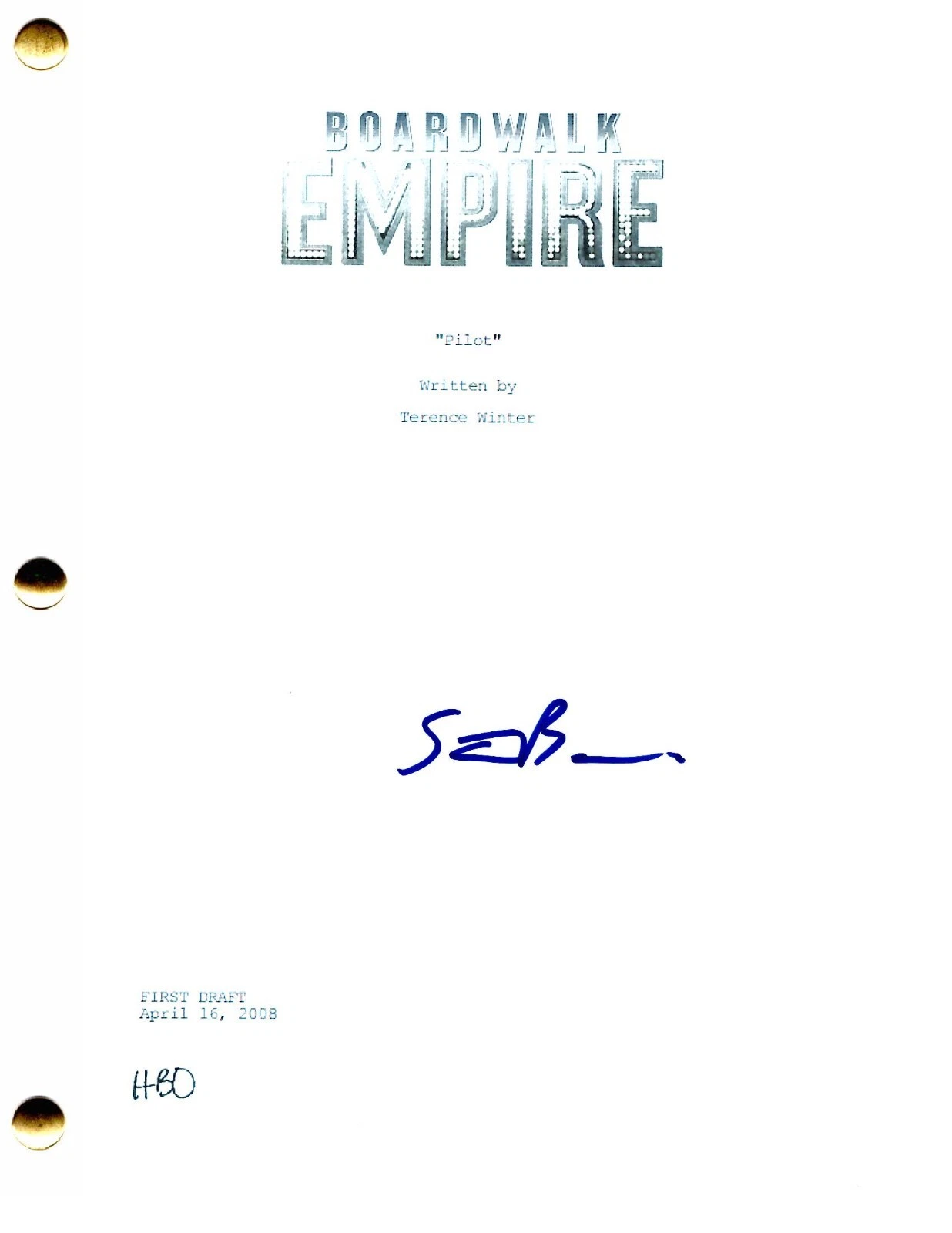 Steve Buscemi Signed Boardwalk Empire Pilot Script Authentic Autograph