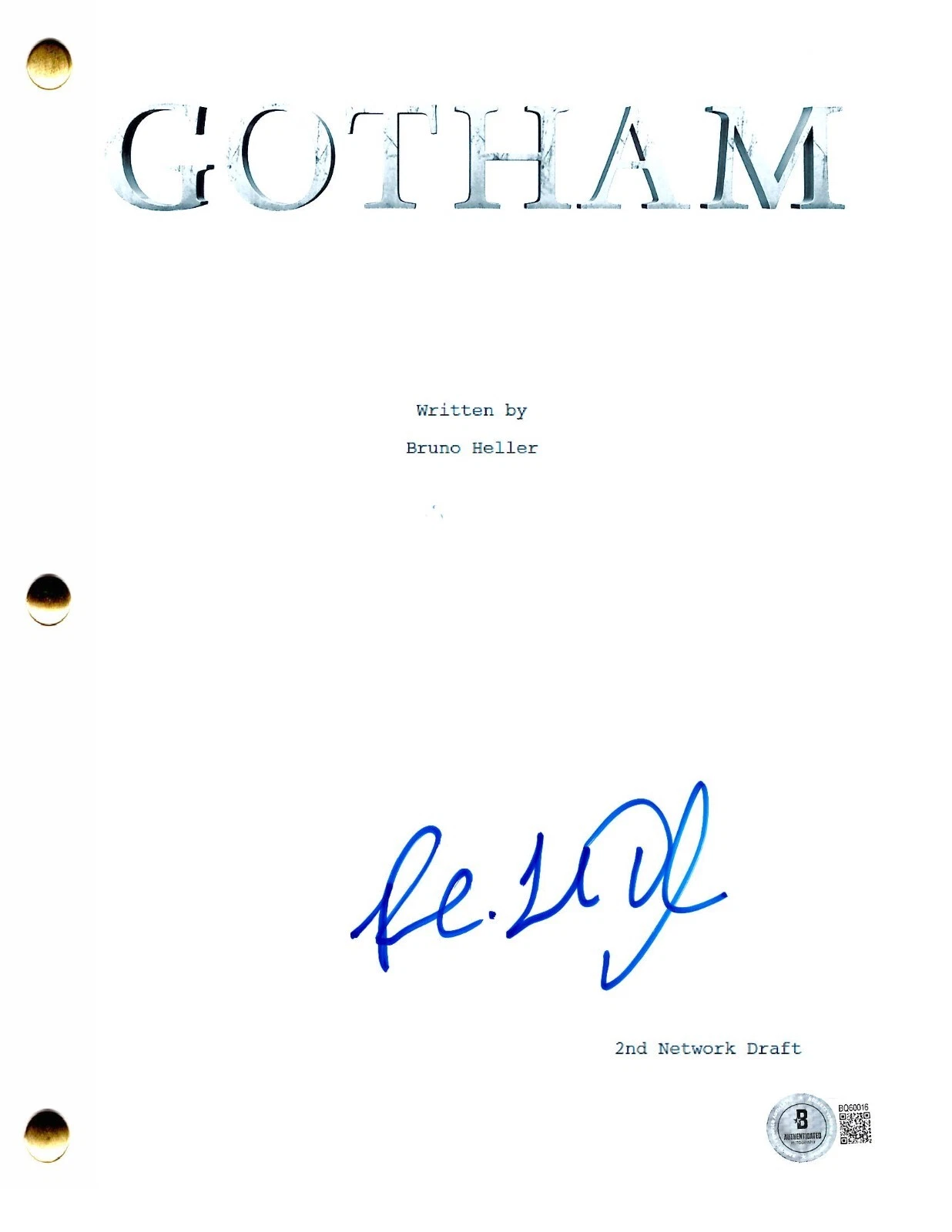 Robin Lord Taylor Signed Gotham Pilot Script Authentic Autograph Beckett