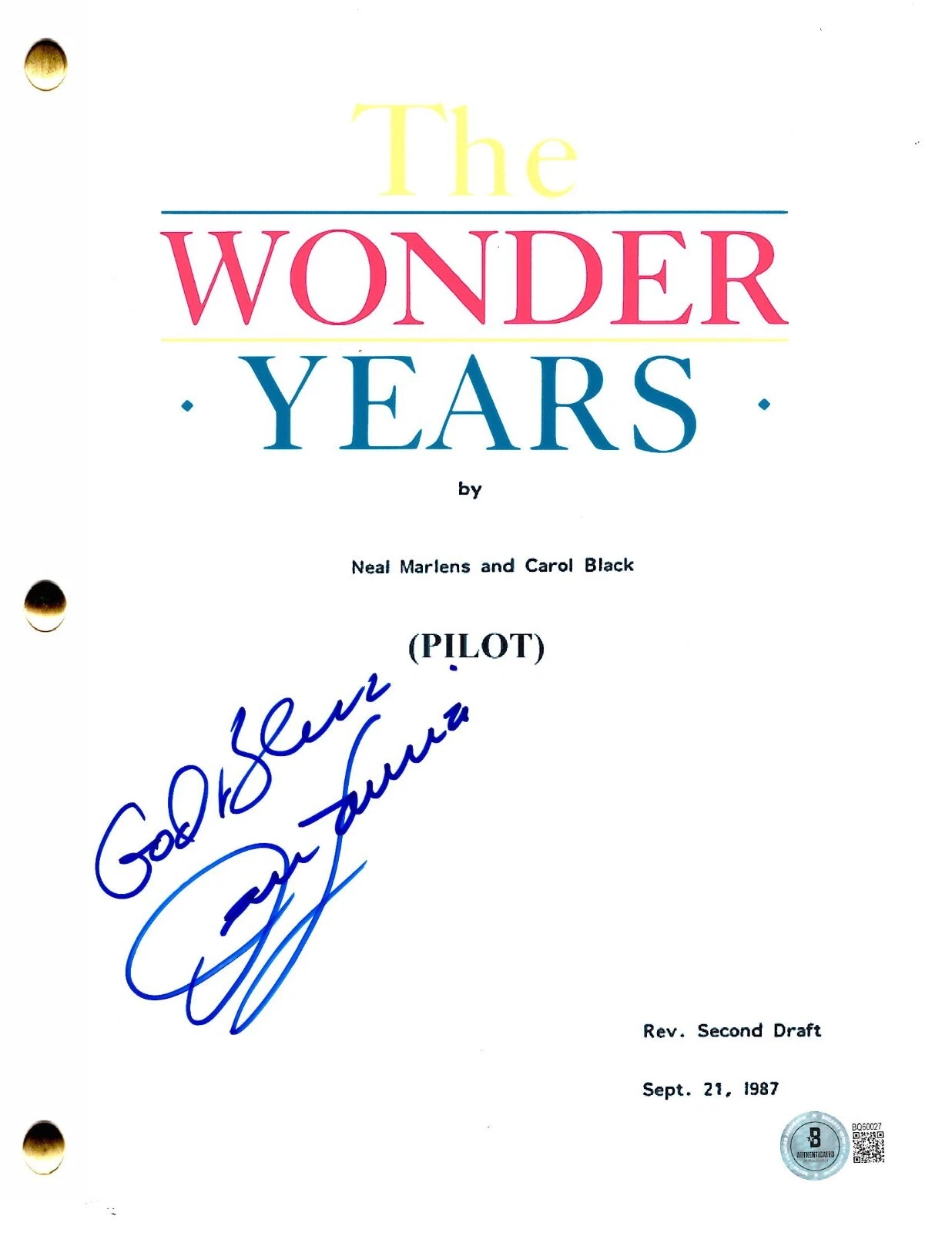 Dan Lauria Signed The Wonder Years Pilot Script Authentic Autograph Beckett