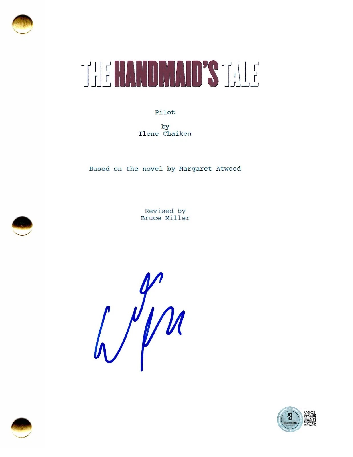 Elisabeth Moss Signed The Handmaid's Tale Pilot Script Autograph Beckett