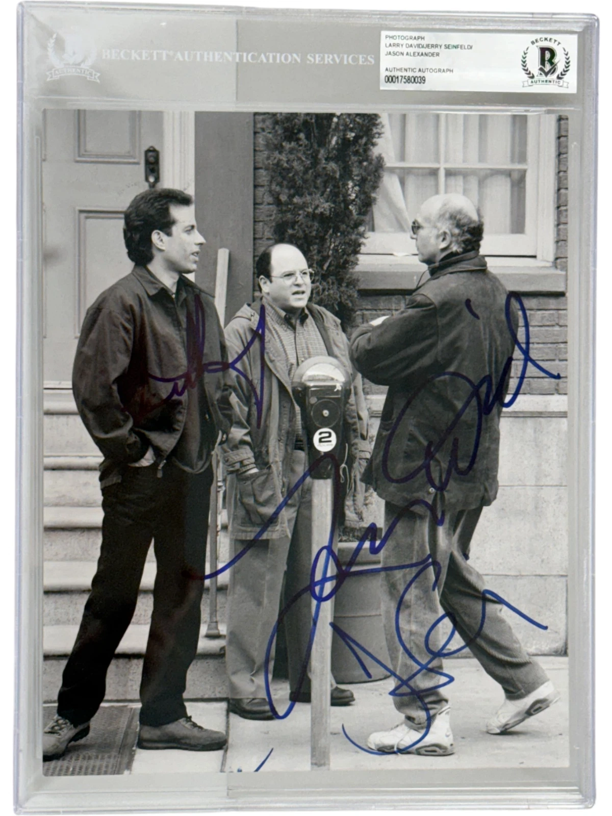 Jerry Seinfeld Larry David Jason Alexander Signed 8x10 Photo Beckett Slab