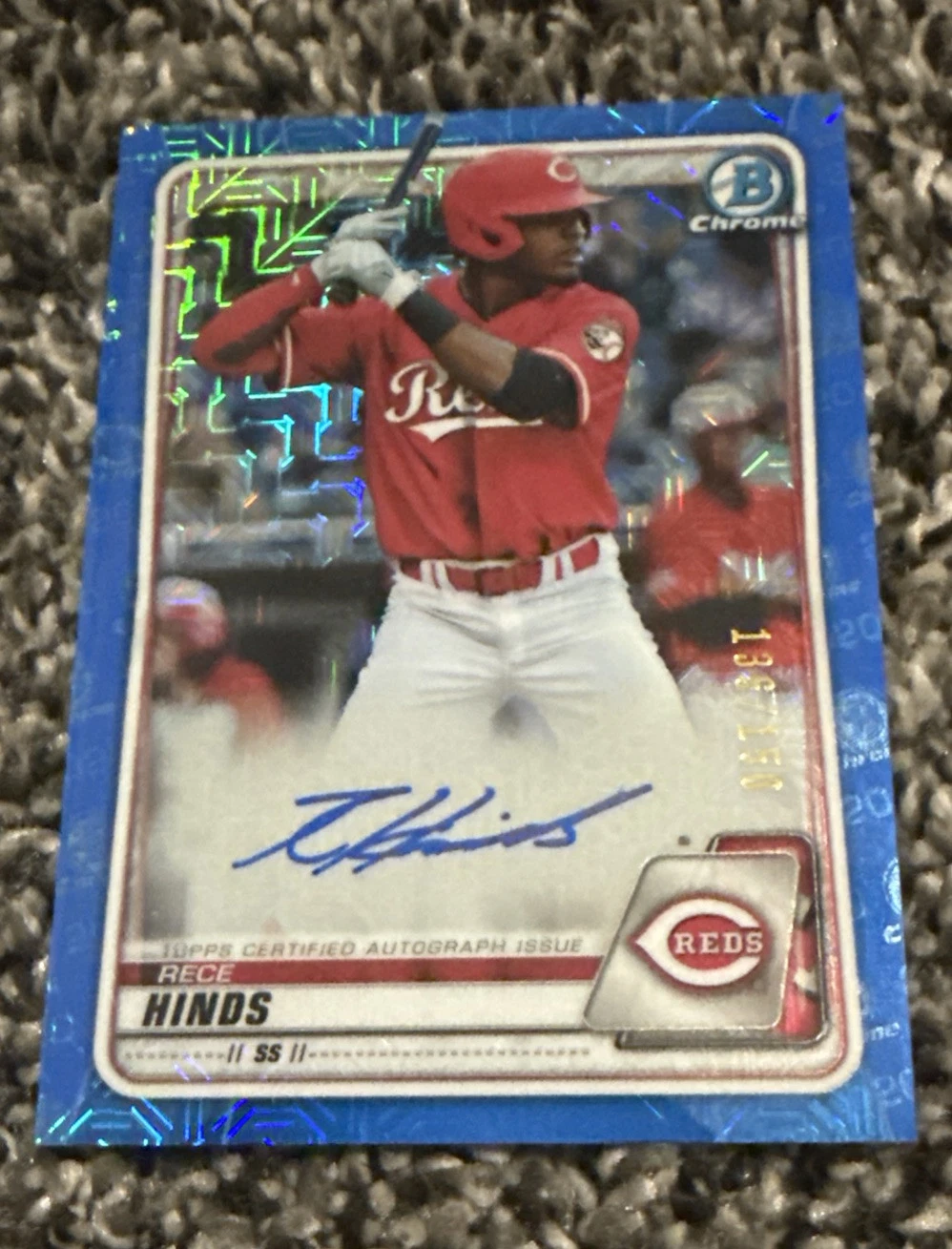 2020 Bowman Chrome Mega Rece Hinds BLUE Mojo Refractor Auto Reds /150
