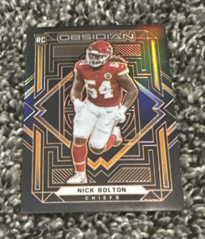 2021 Panini Obsidian #186 Nick Bolton Orange Electric Etch RC! /75