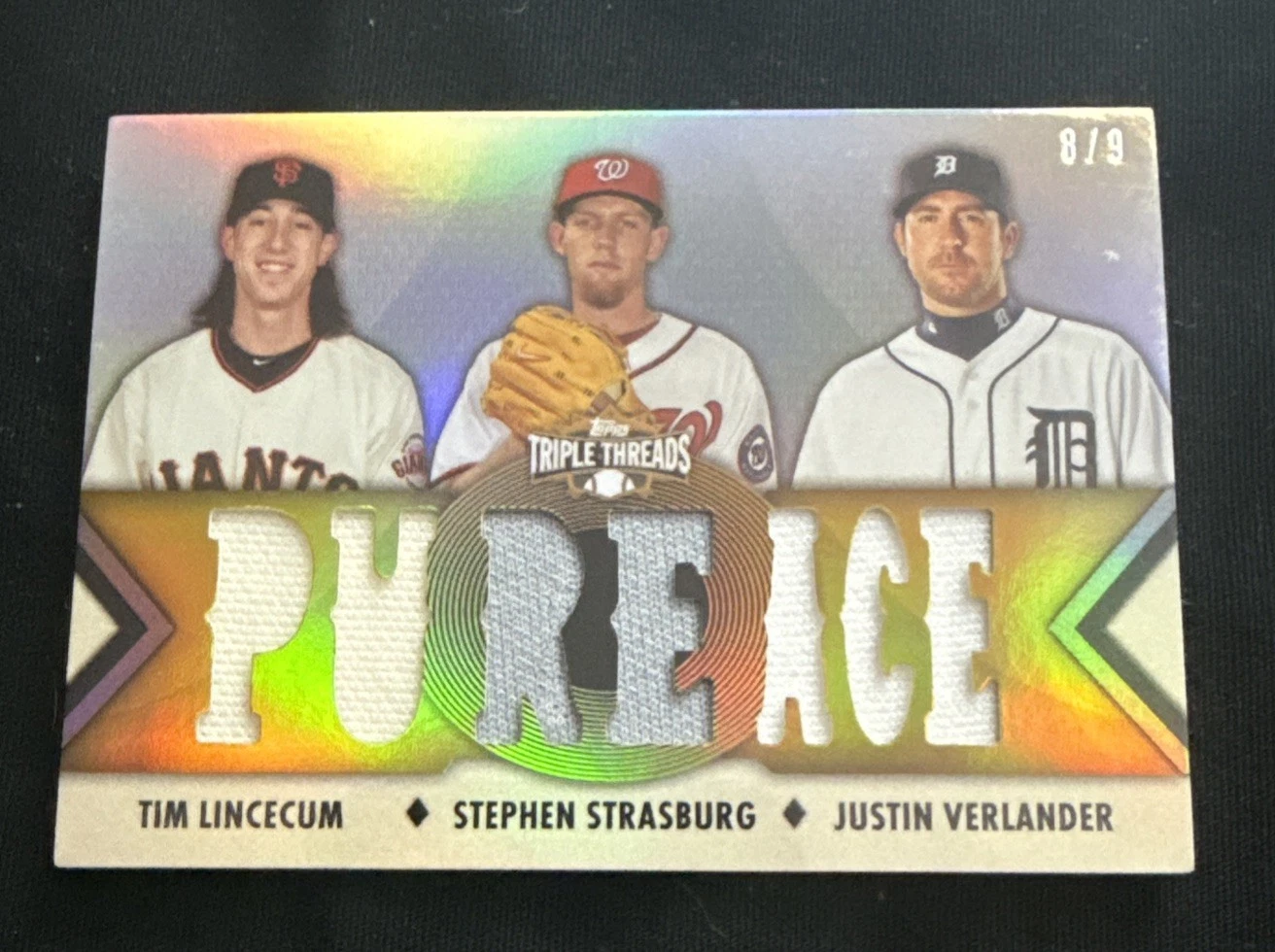 2012 Topps Triple Threads Relic Combos GOLD 8/9  Lincecum Strasburg VERLANDER