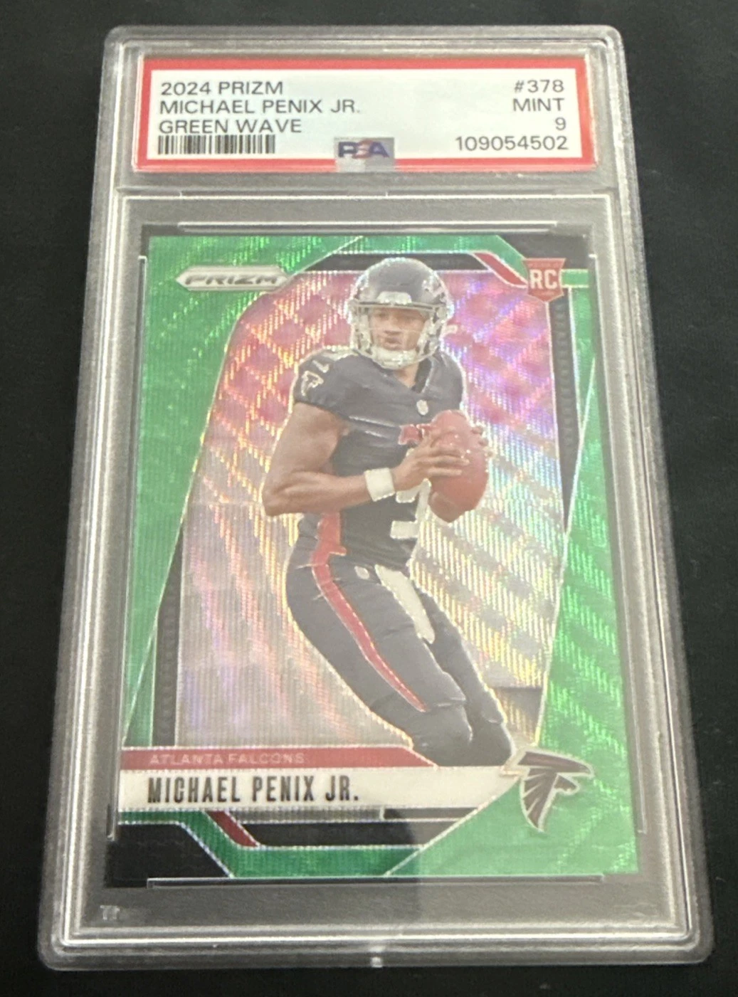 2024 PANINI PRIZM GREEN WAVE #378 MICHAEL PENIX JR. ROOKIE RC PSA 9