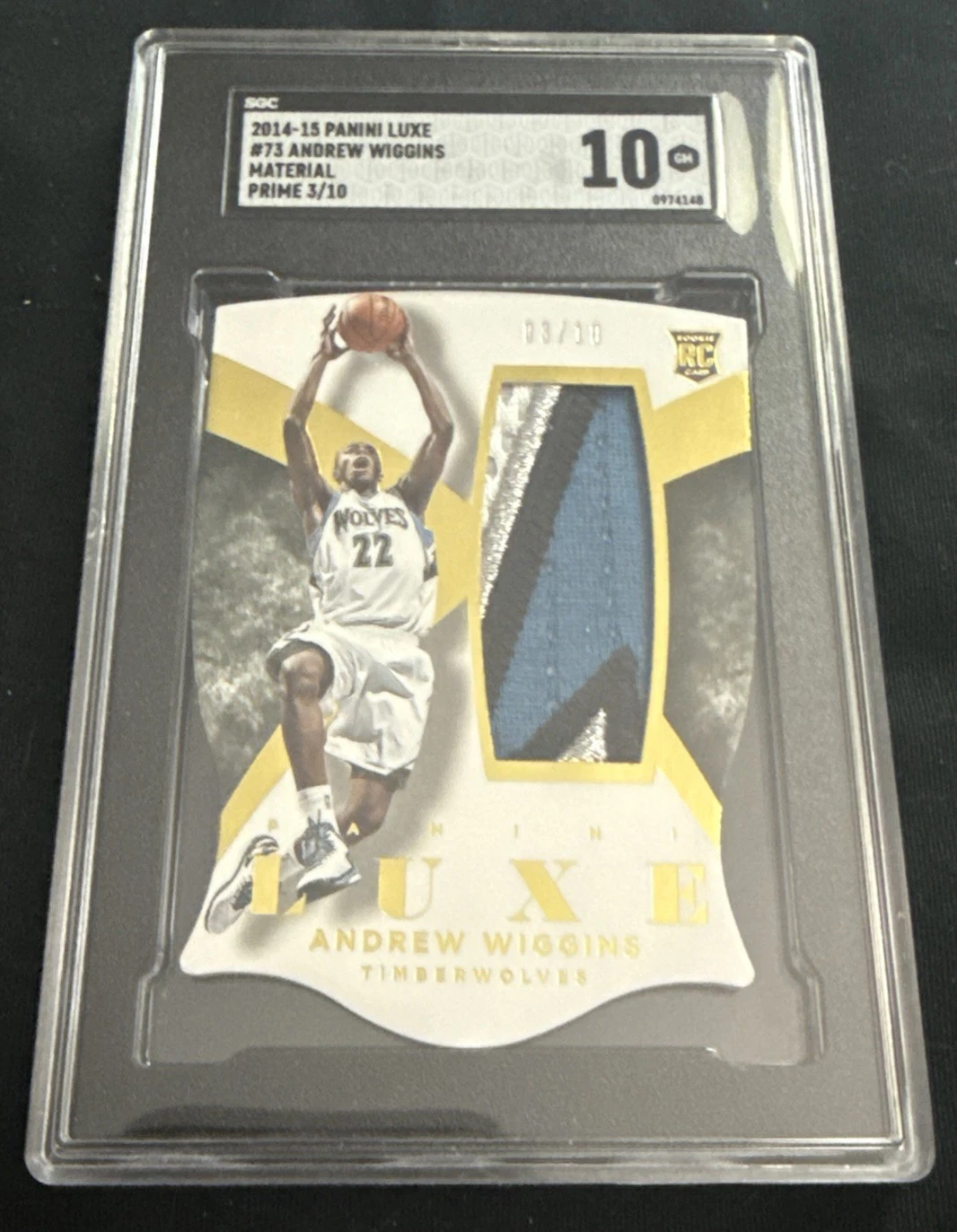 2014 Luxe Memorabilia Die-Cuts Prime Gold /10 Andrew Wiggins SGC 10 Rookie RC