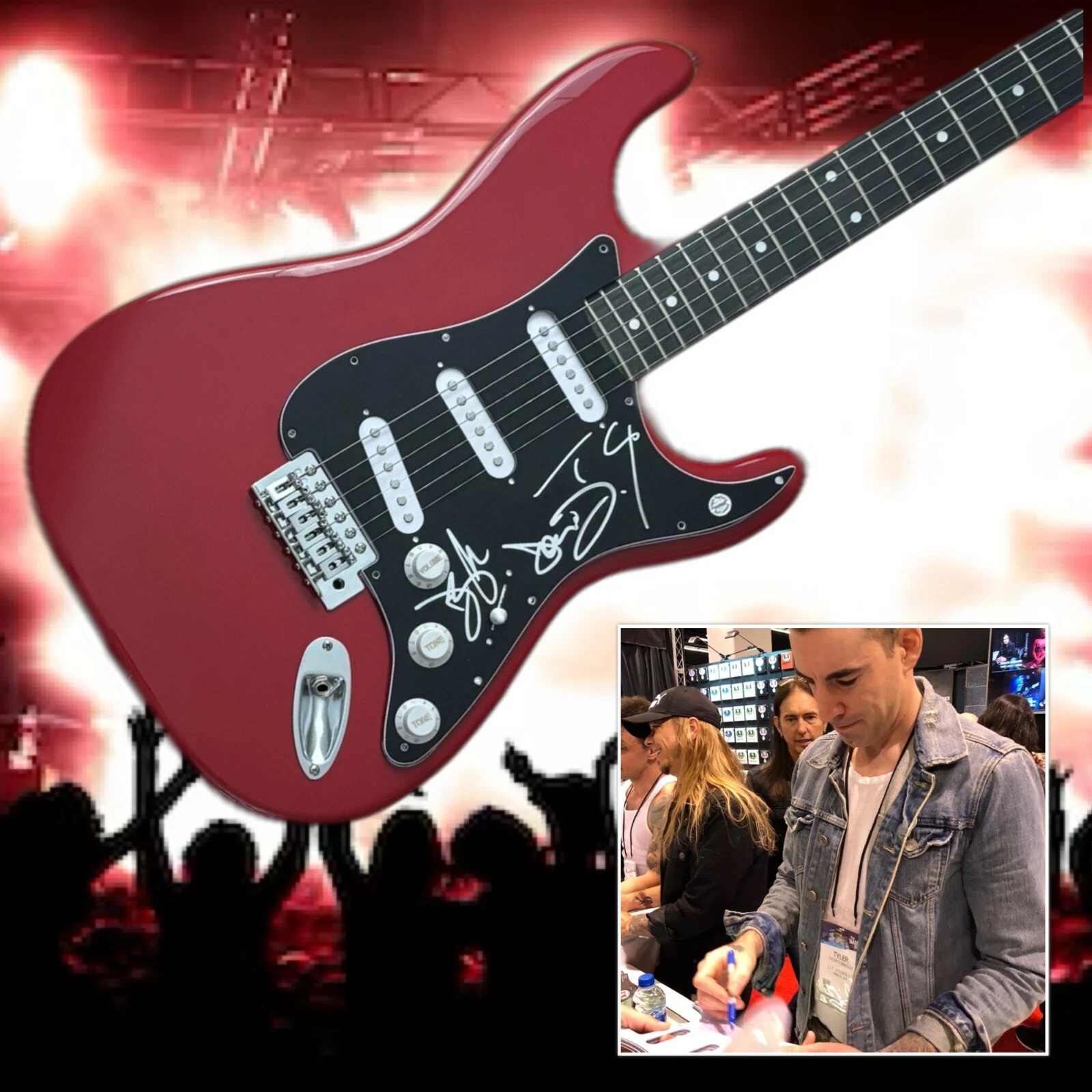 GFA Tyley Connolly x3 Band  * THEORY OF A DEADMAN *  Signed Electric Guitar COA