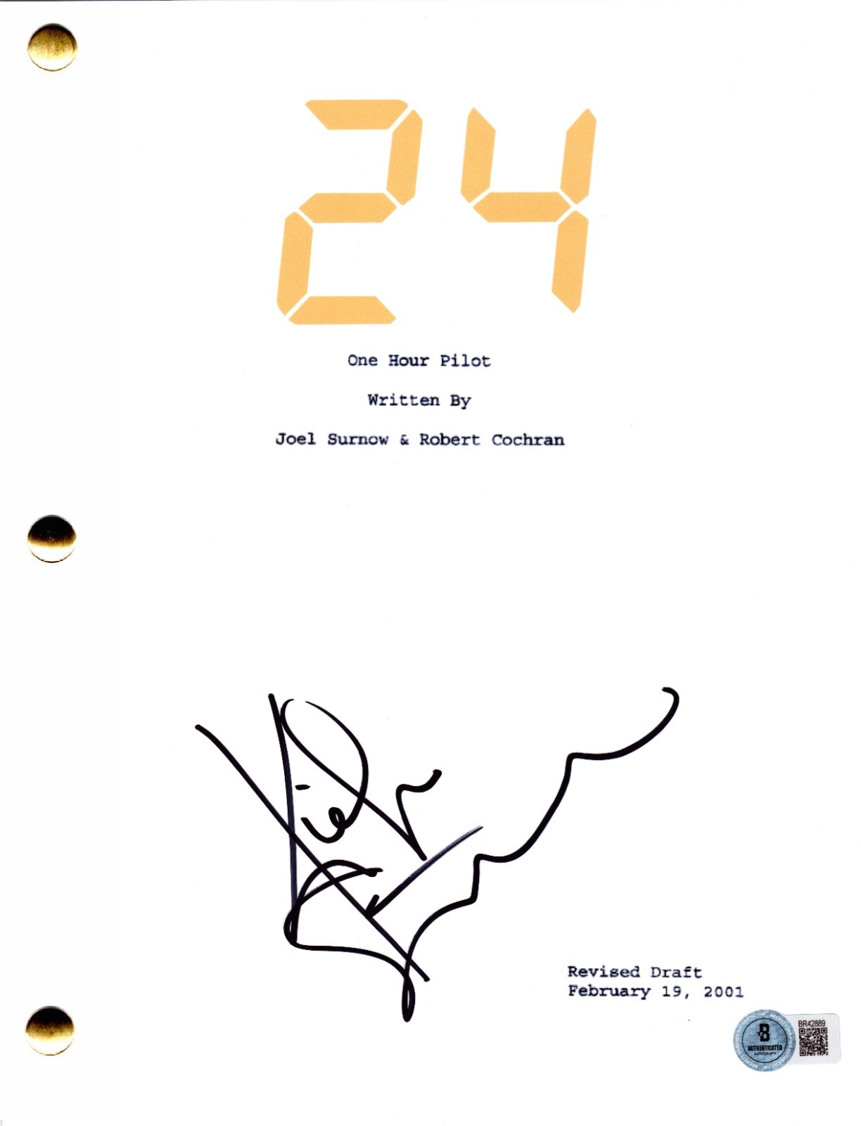 Kiefer Sutherland Signed 24 Pilot Full Script Authentic Autograph Beckett