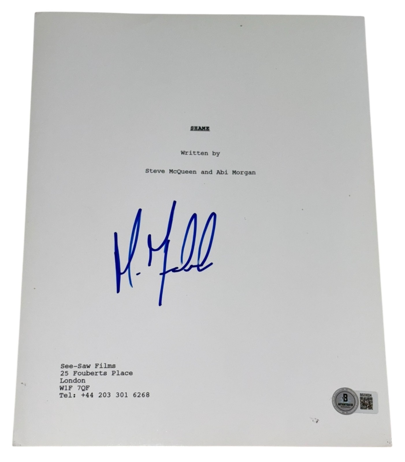 Michael Fassbender Signed Autograph Shame Movie Script Screenplay ...