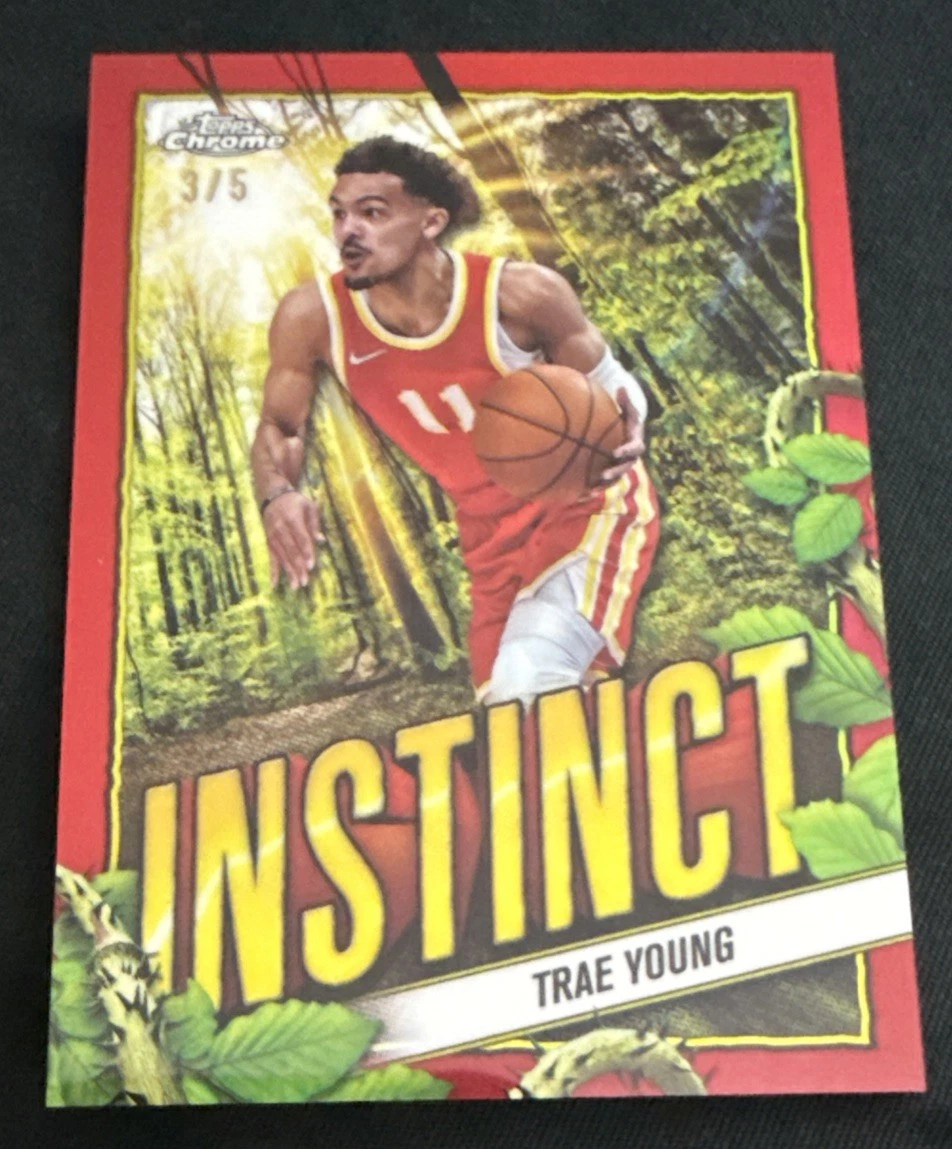 2024-25 Topps Chrome Trae Young Instinct RED Refractor 3/5 SSP Atlanta Hawks