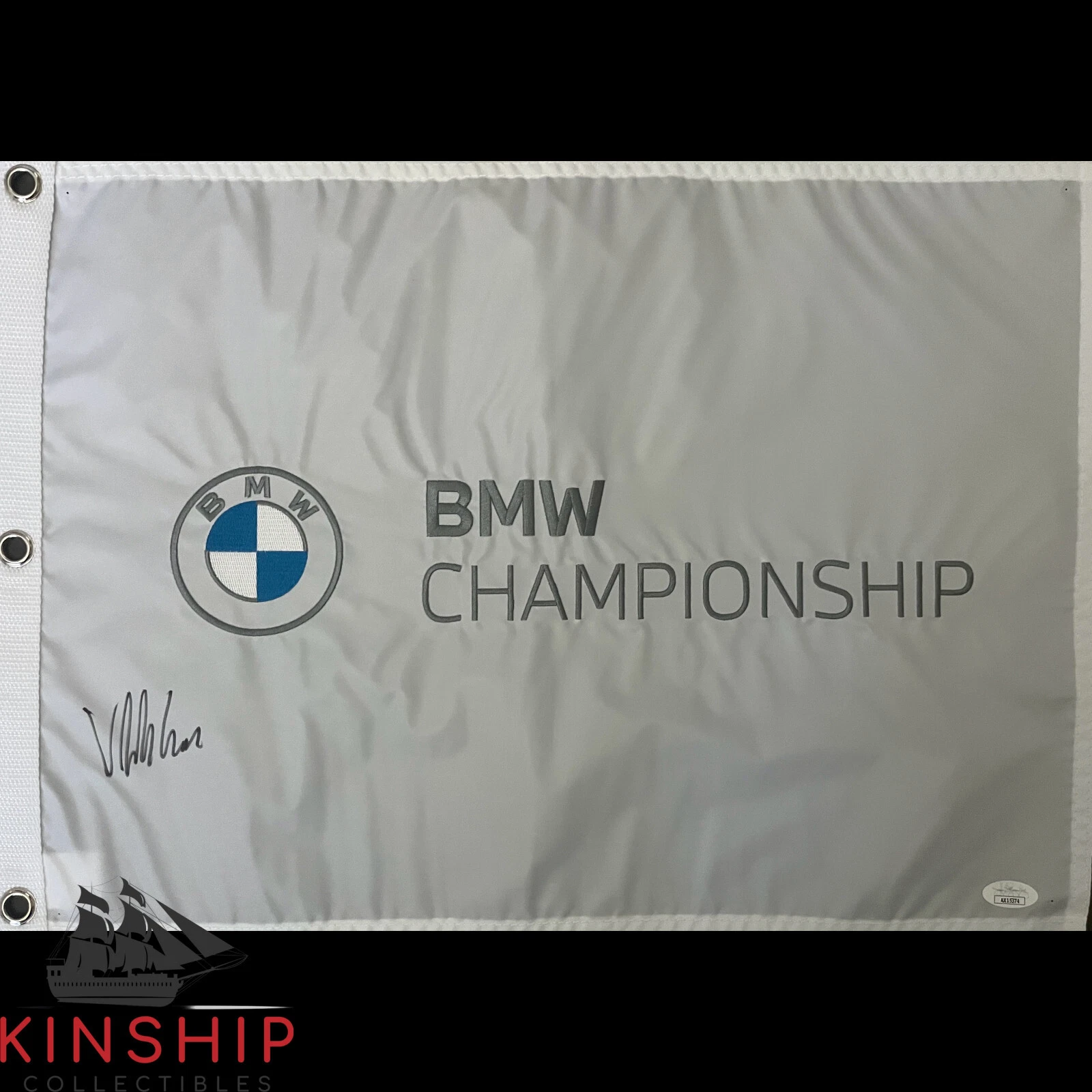 Viktor Hovland signed BMW Championship Golf Flag JSA COA PGA Auto G93