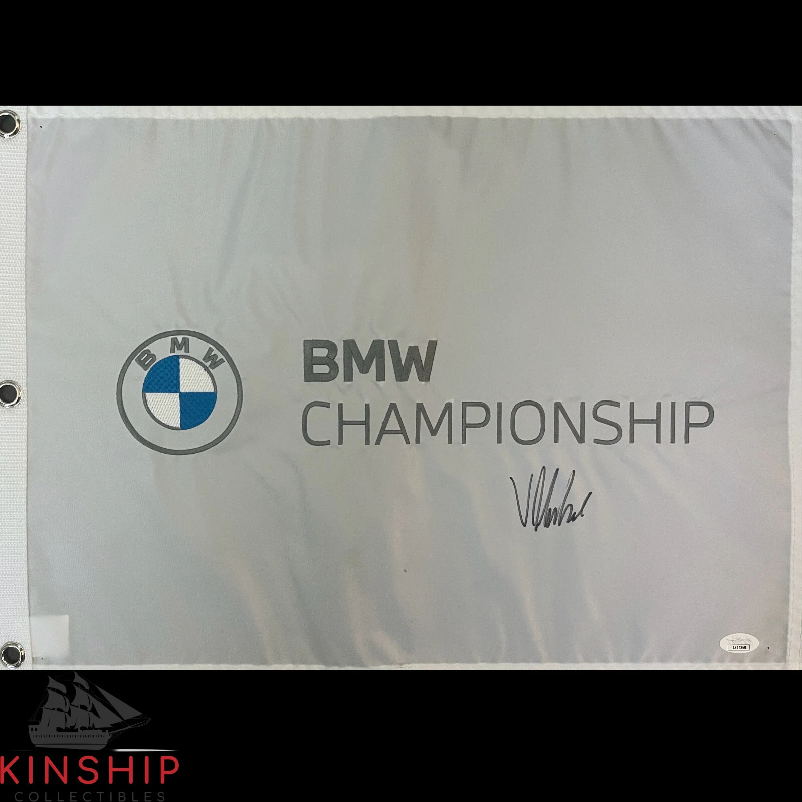 Viktor Hovland signed BMW Championship Golf Flag JSA COA PGA Auto G105