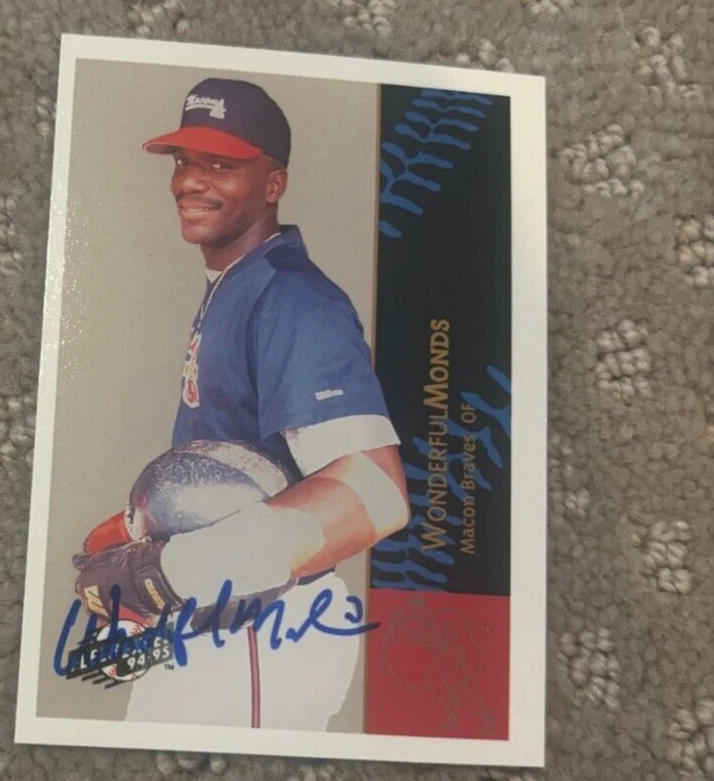 WONDERFUL TERRIFIC MONDS AUTOGRAPHED SIGNED 1994-95 FLEER EXCEL RC BRAVES COLLECTIBLE MEMORABILIA