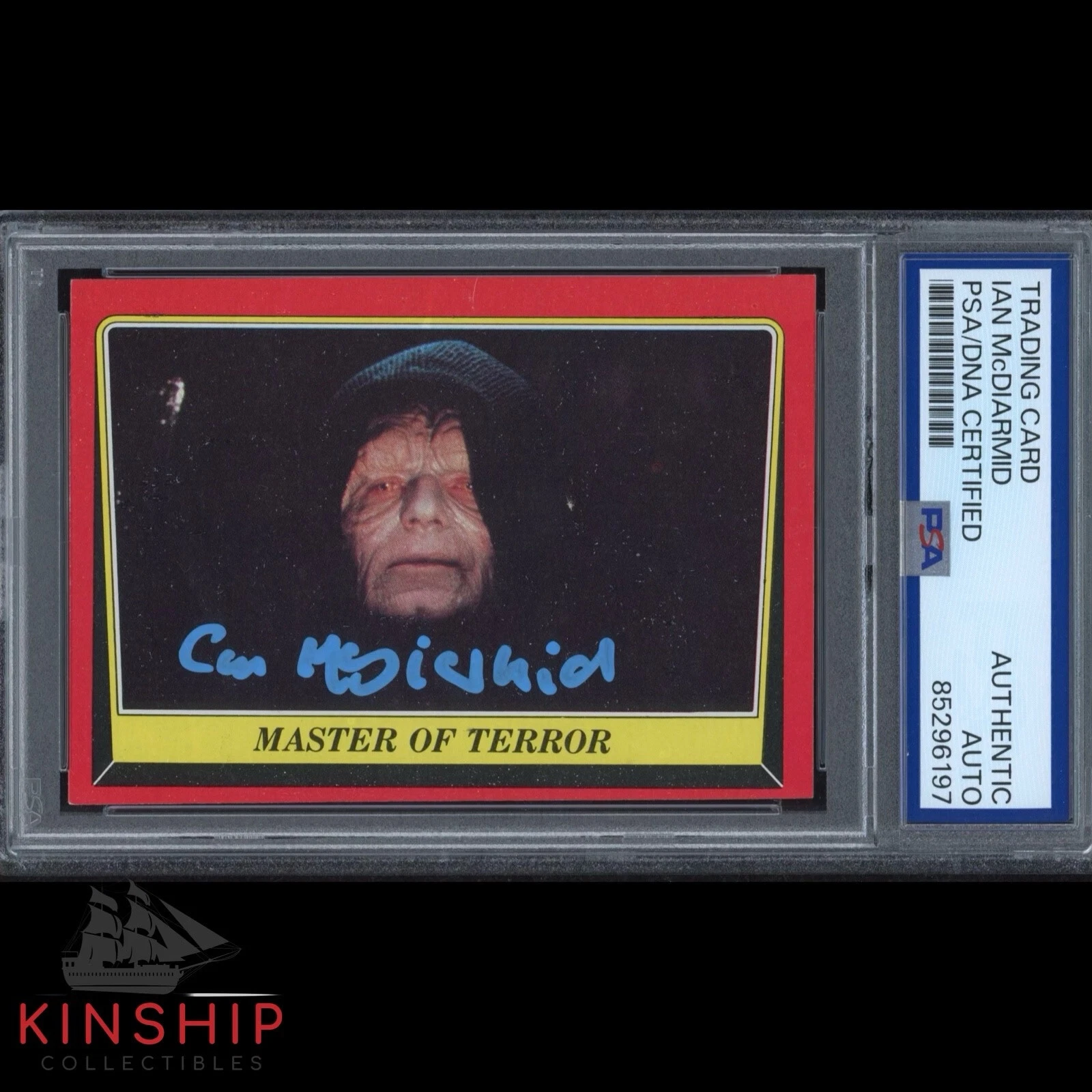 Ian McDiarmid signed 1983 Topps Trading Card PSA DNA Slab Star Wars Auto C3160